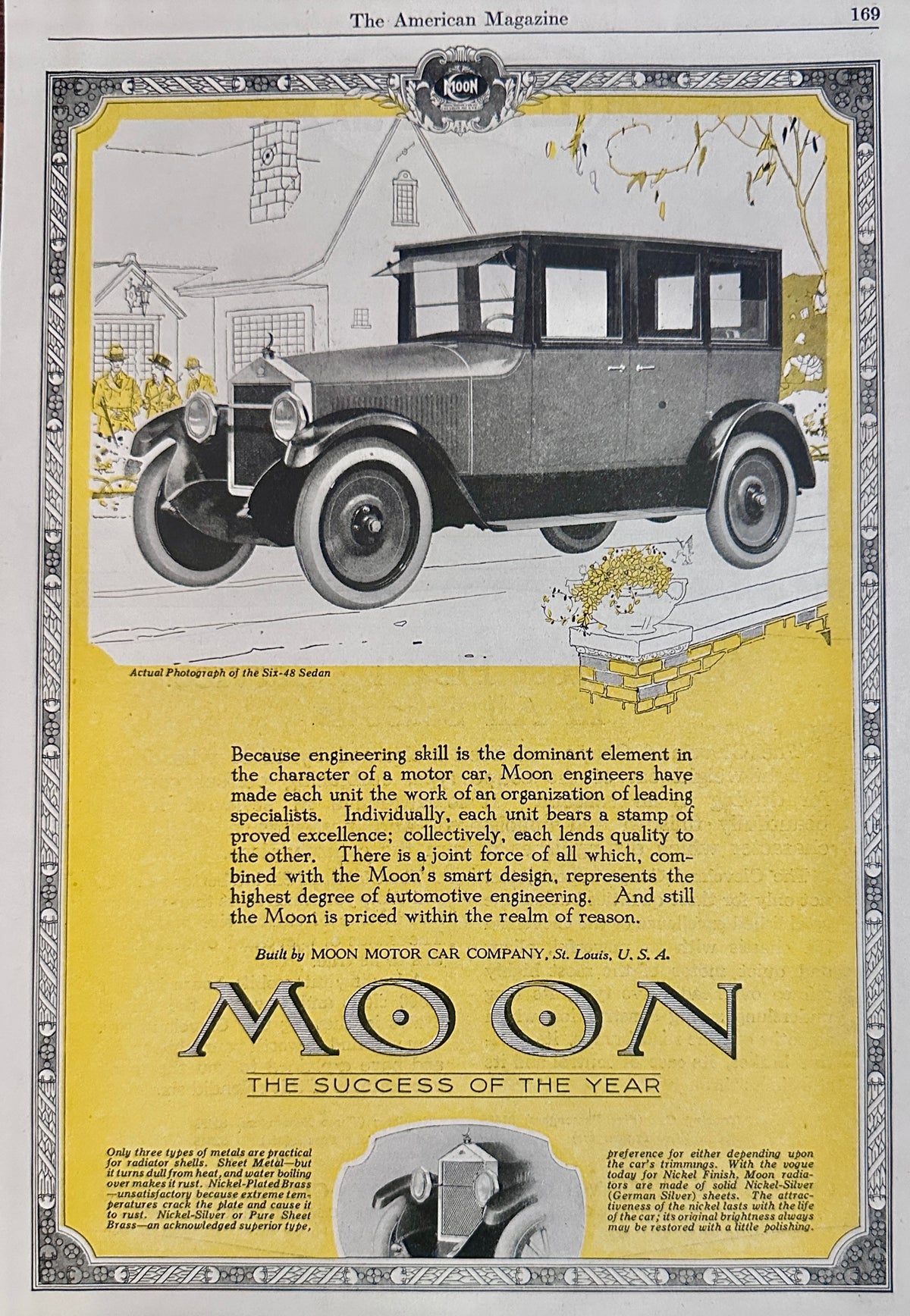 1923 Moon Motor Car Co St. Louis the Success of the Year Ad#N1660