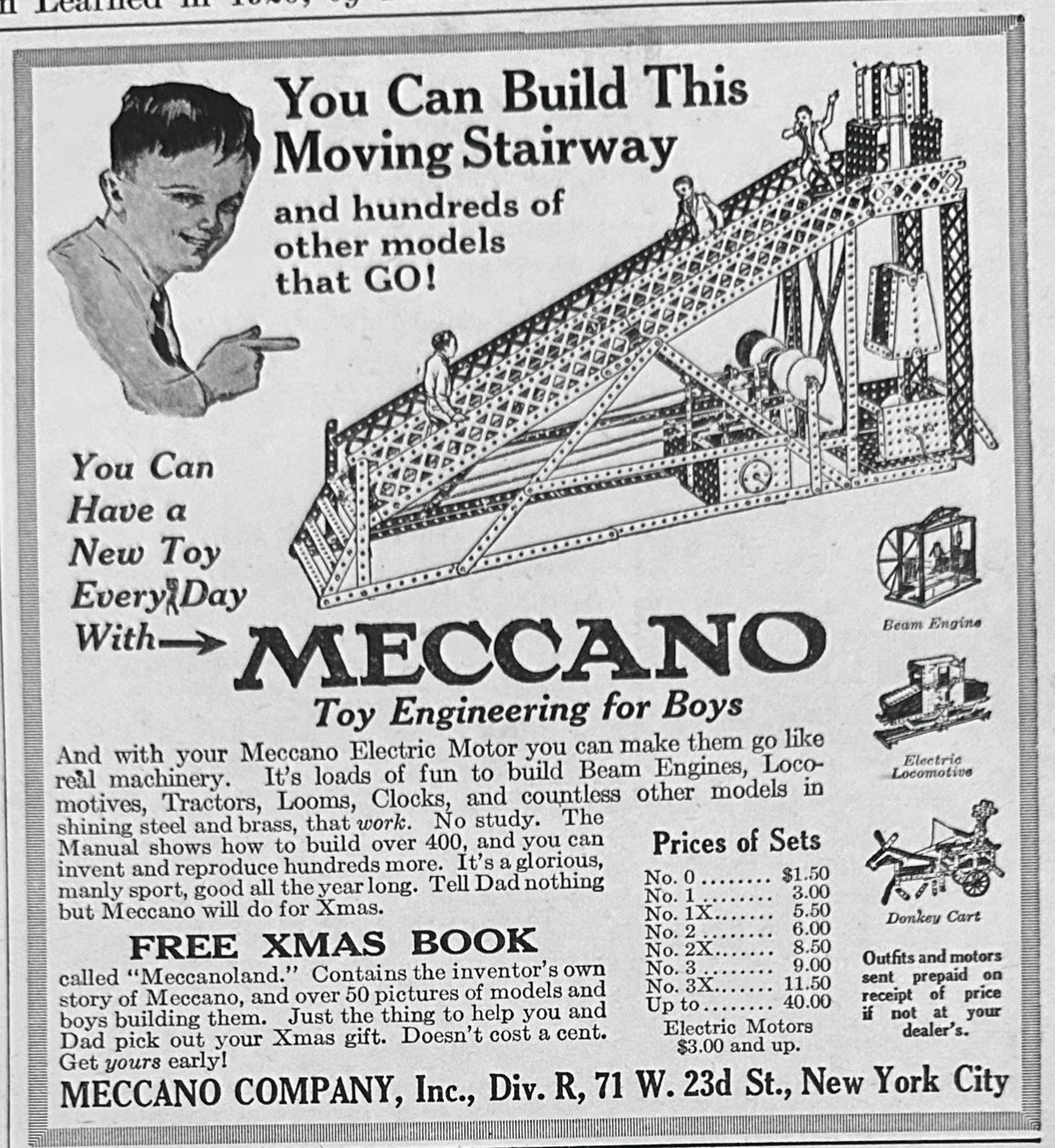1923 Meccano Toy Engineering For Boy's Erector Set Competition Ad #N1663