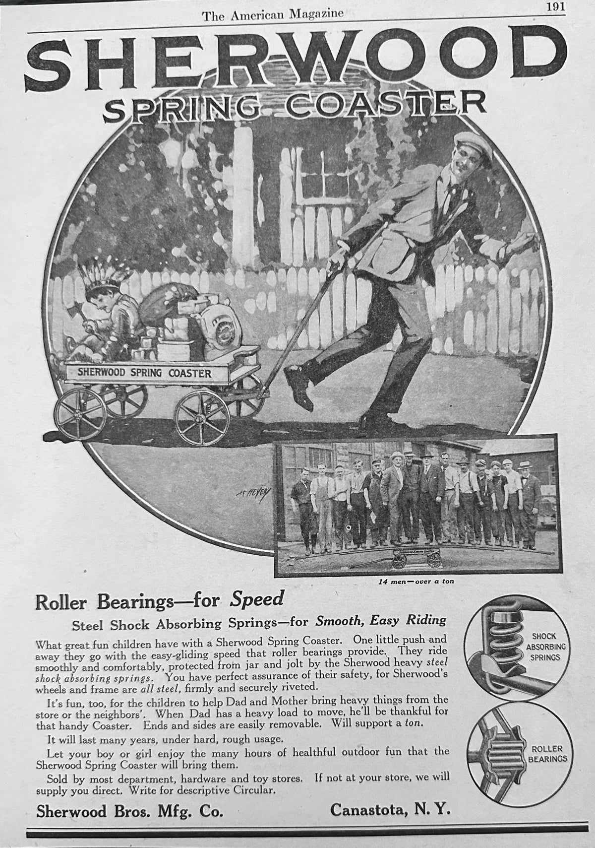 1923 Sherwood Spring Coaster Ball Bearings & Shock Absorbers Ad #N1664