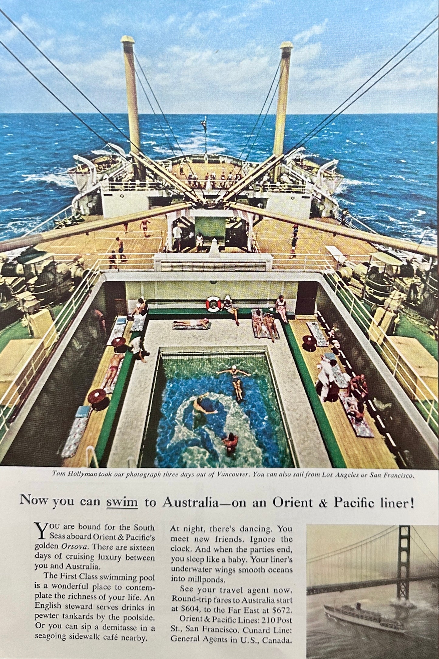 1959 Renault Dauphine & Oreint & Pacific Cruise Lines Magazine Ad