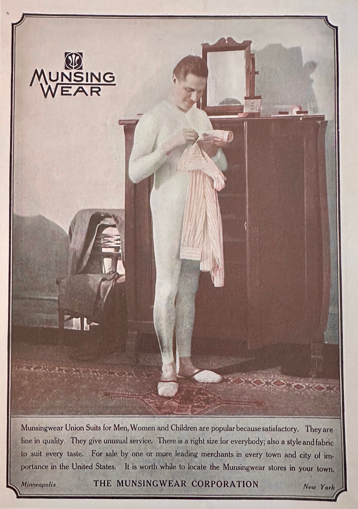 1923 Munsingwear Union Suits the Undergarment of Choice for Men, Women & Children Ad#N1671