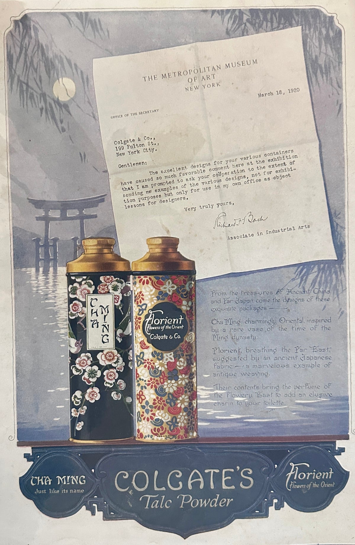 1920 Colgate's Perfume Talcum Powders Oriental Inspired Scents Ad #2444