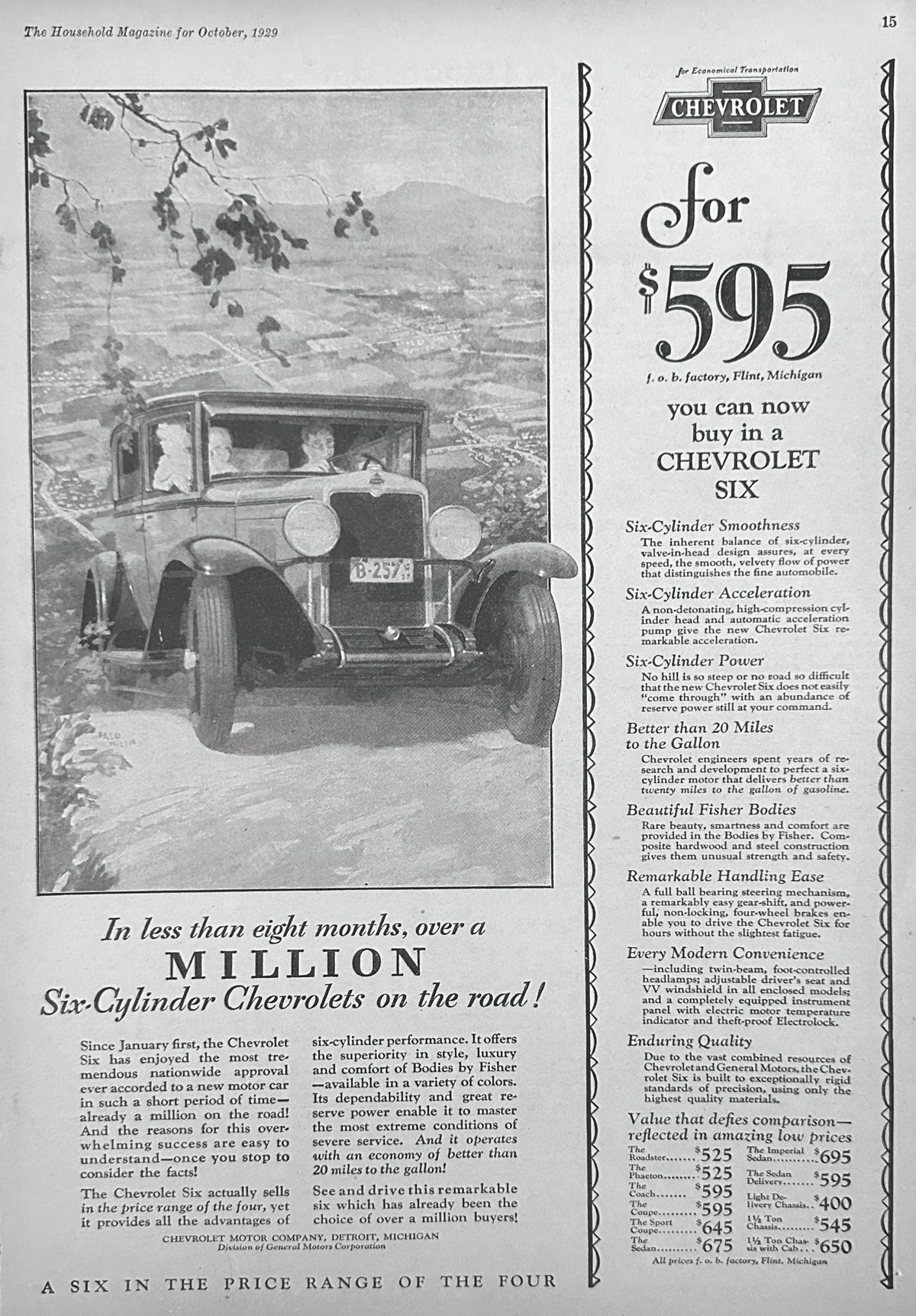 1929 Over a Million 6 Cylinder Chevrolets on the Road! Ad #2453 B&W
