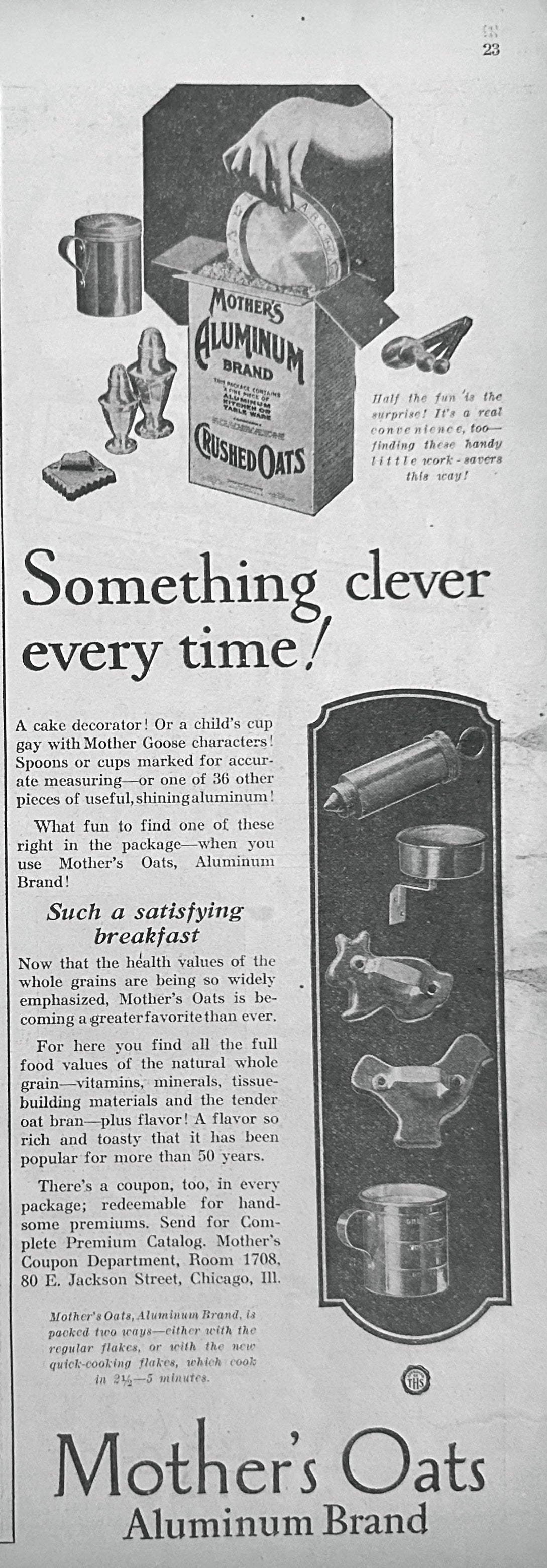 1929 Mother's Oats Aluminum Brand Ad #2460 Cookie Cutters