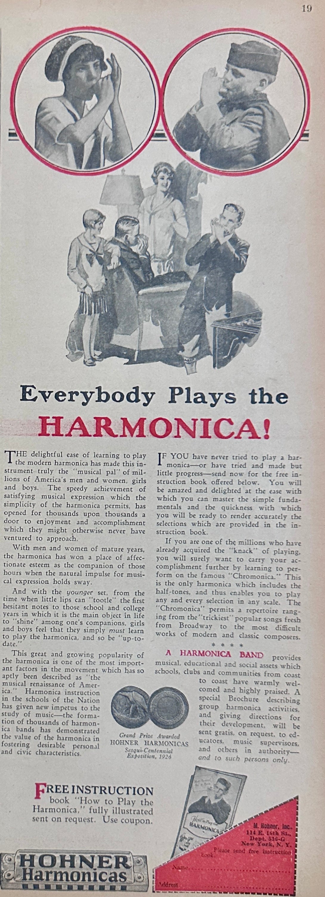 1928 Hohner Harmonicas - Everybody Plays the Harmonica! Ad #2462