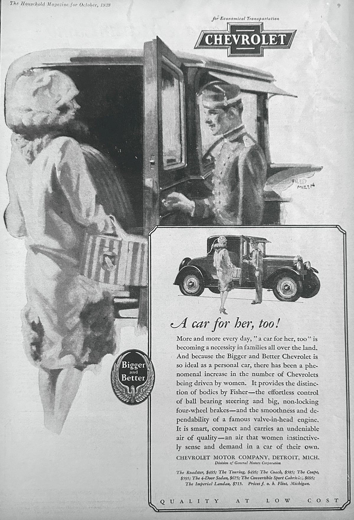 1928 Chevrolet A Car for Her TOO! Ad #2465 B&W