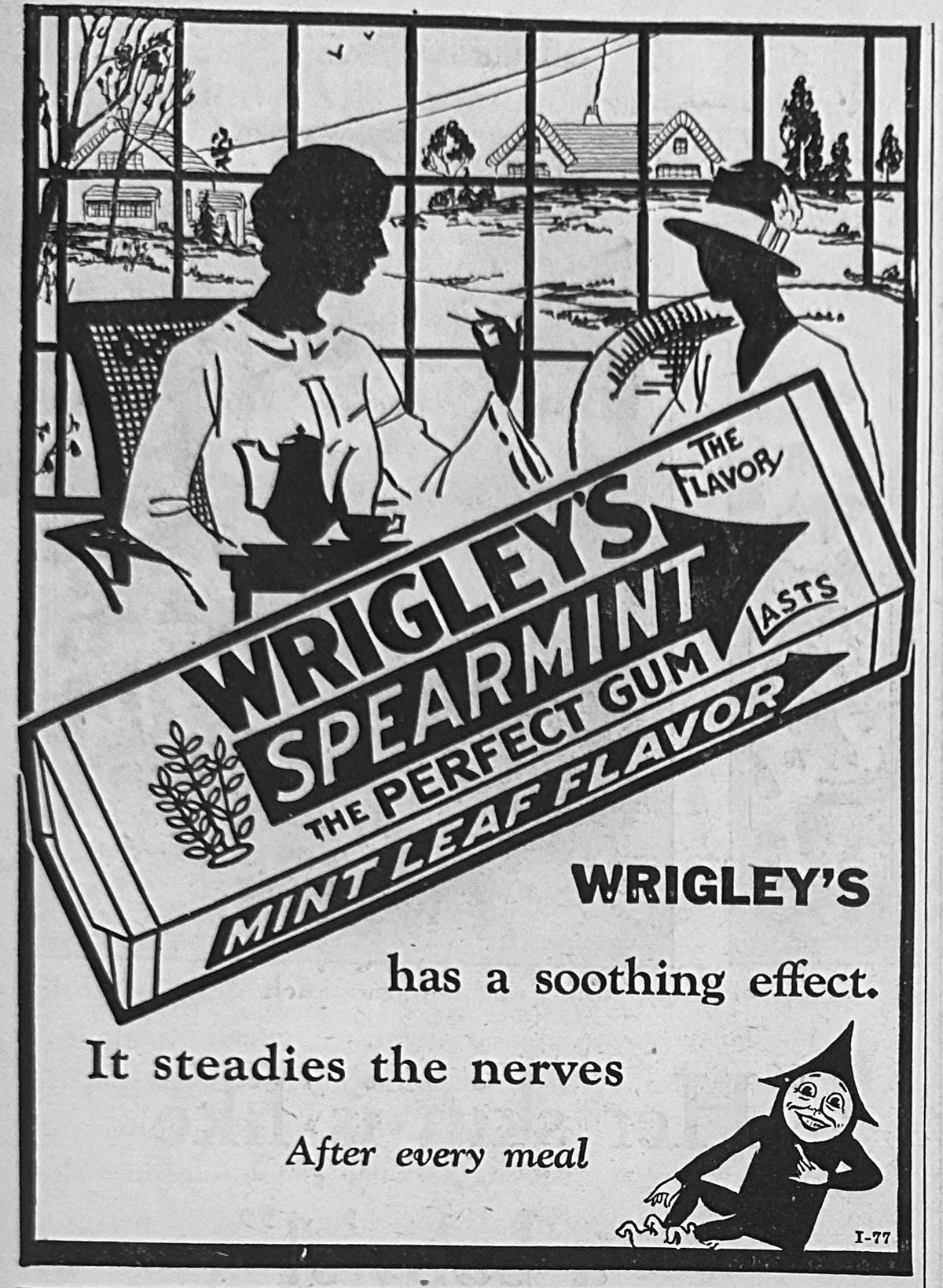 1928 Wrigley's Spearmint The Perfect Gum Soothes the Nerves Ad #2467