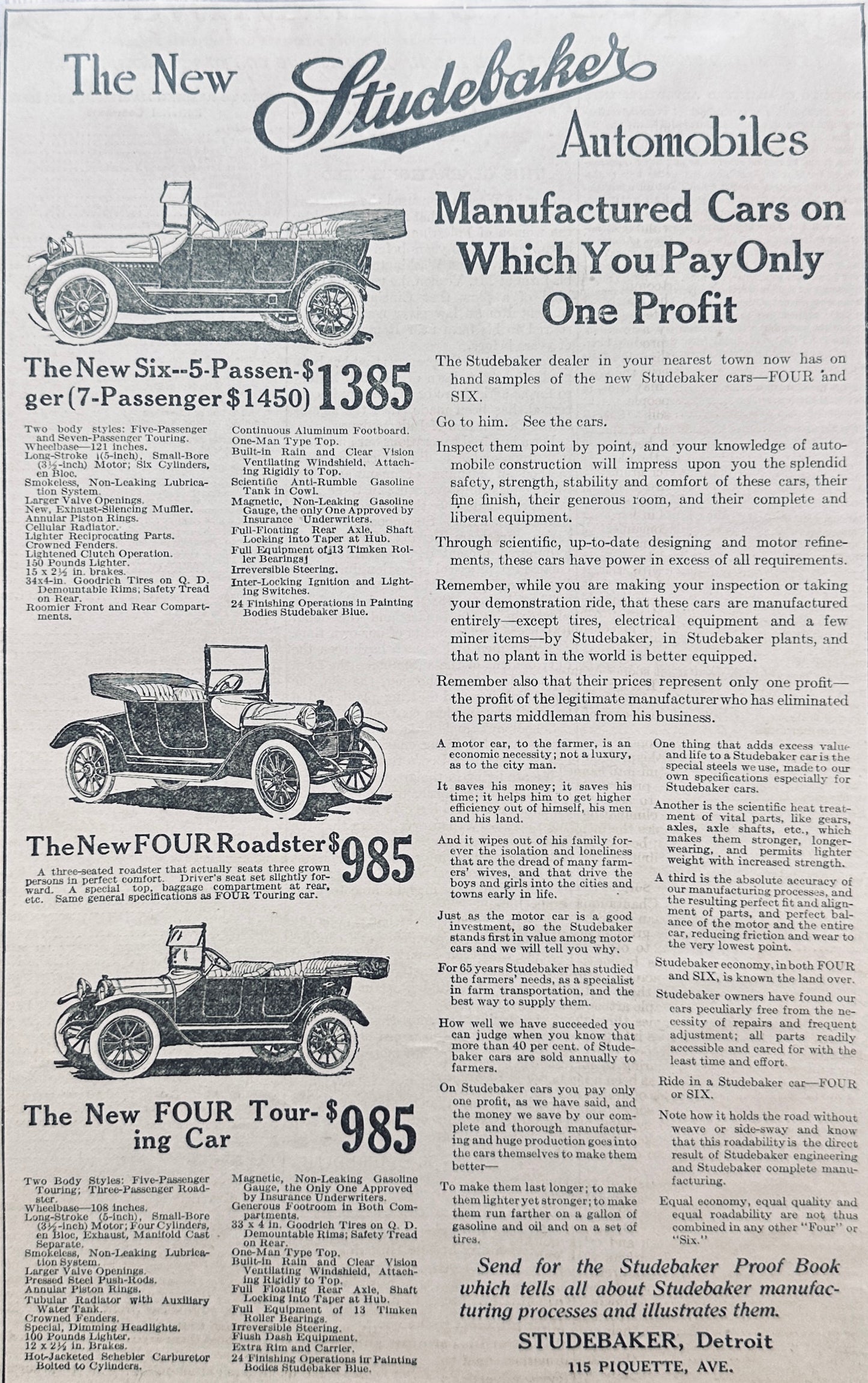 1914 Studebaker Six & Four Magazine Ad