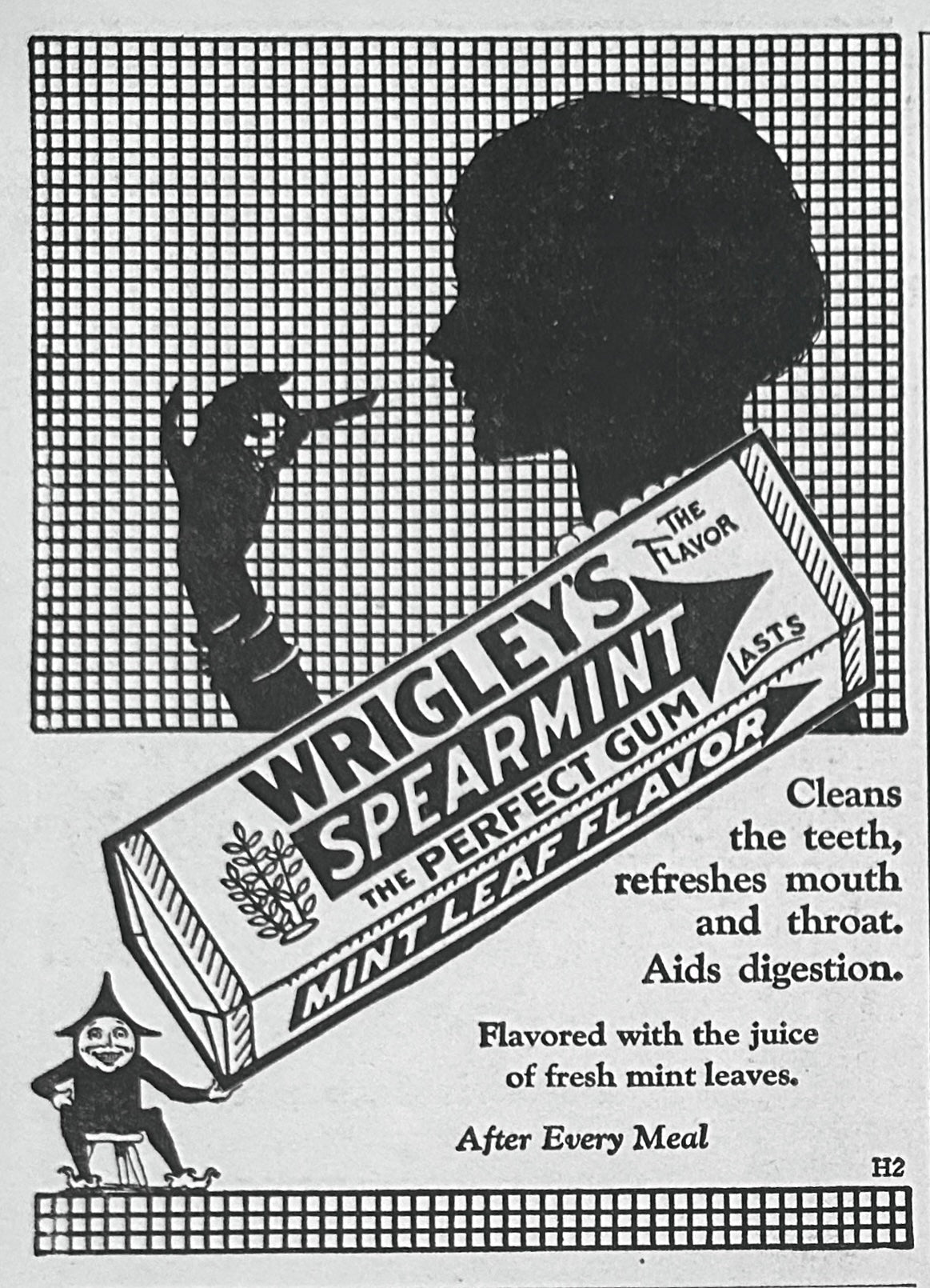 1927 Wrigley's Spearmint The Perfect Gum Cleans the Teeth Ad #2475