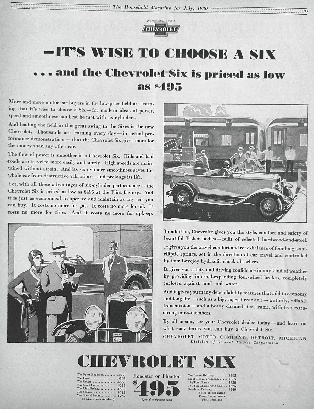 1930 Chevrolet It's Wise to Choose a Six Ad #2495