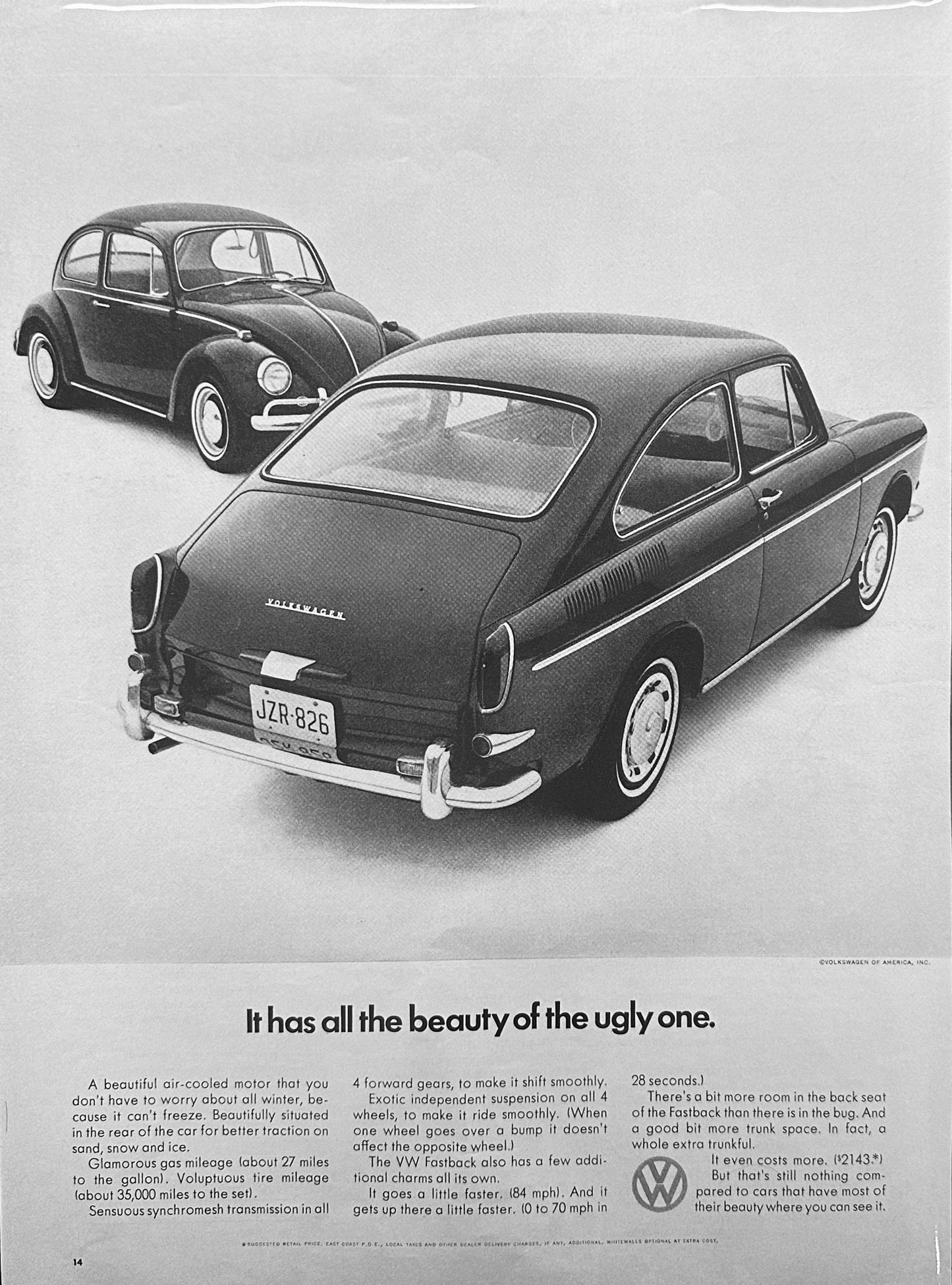 1966 Volkswagen Fastback vs VW Bug Vintage Ad #1731