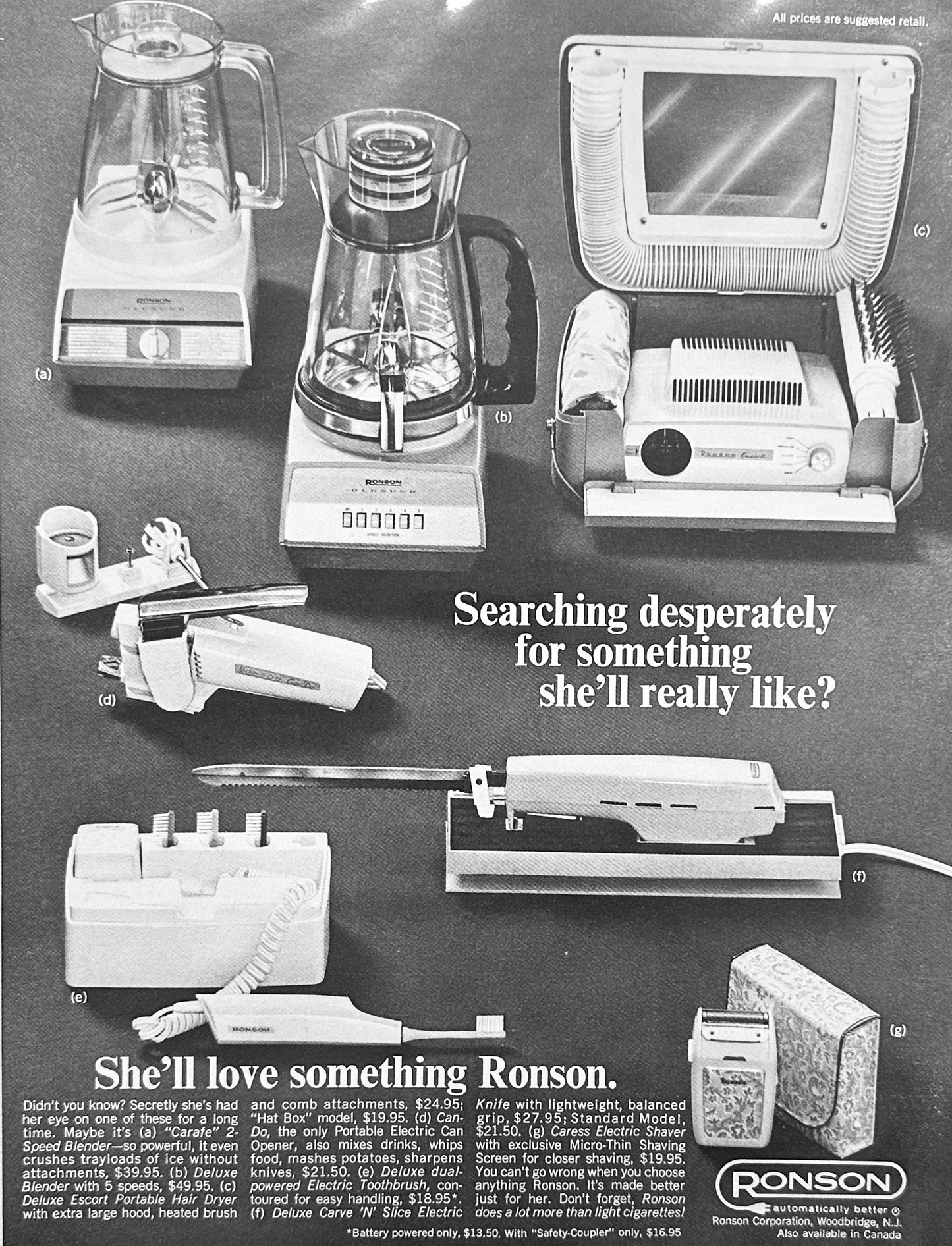 1966 The Electric Timex & Ronson Small Appliances Vintage Ads #1722