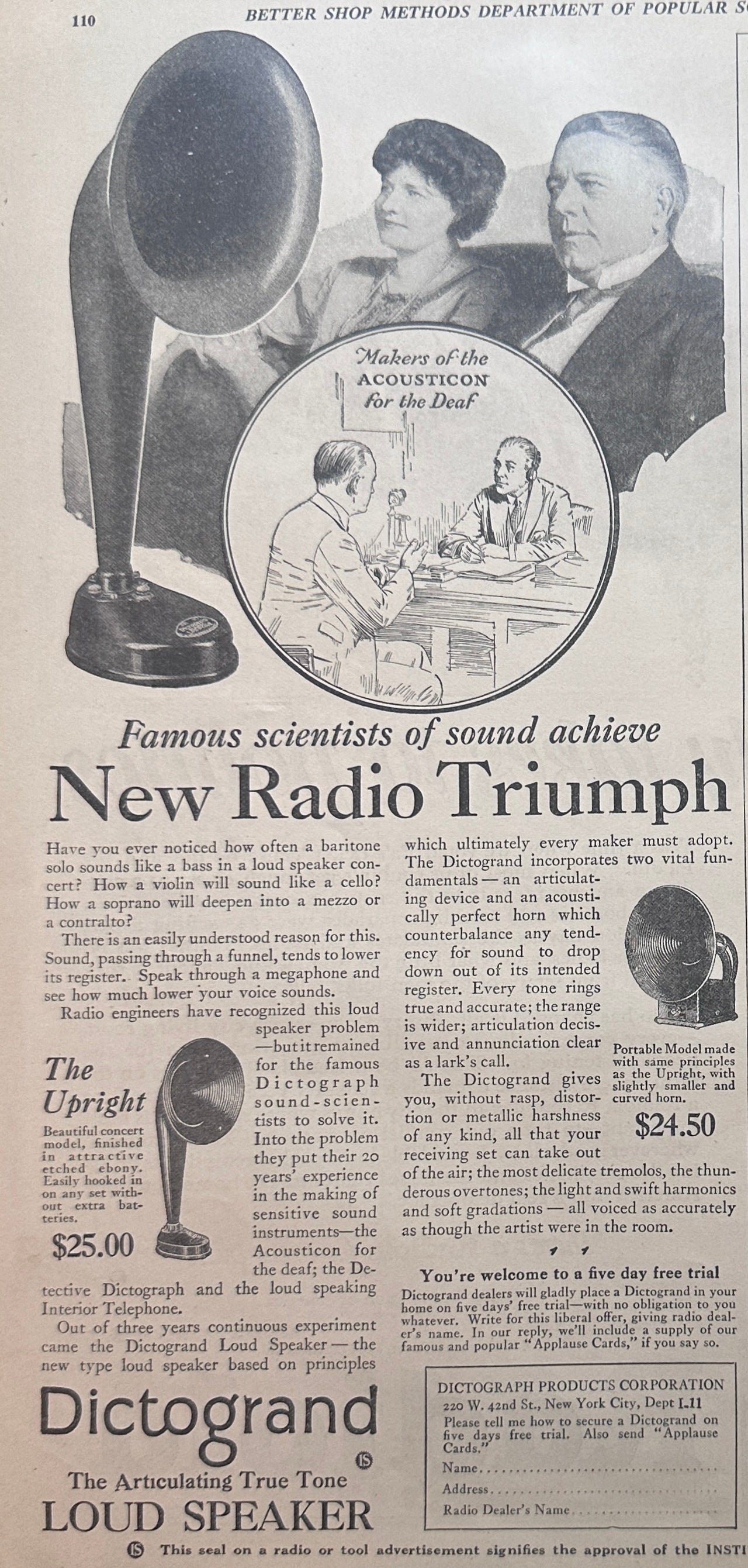1924 RCA Radiola and “Dictogrand" Advertisements