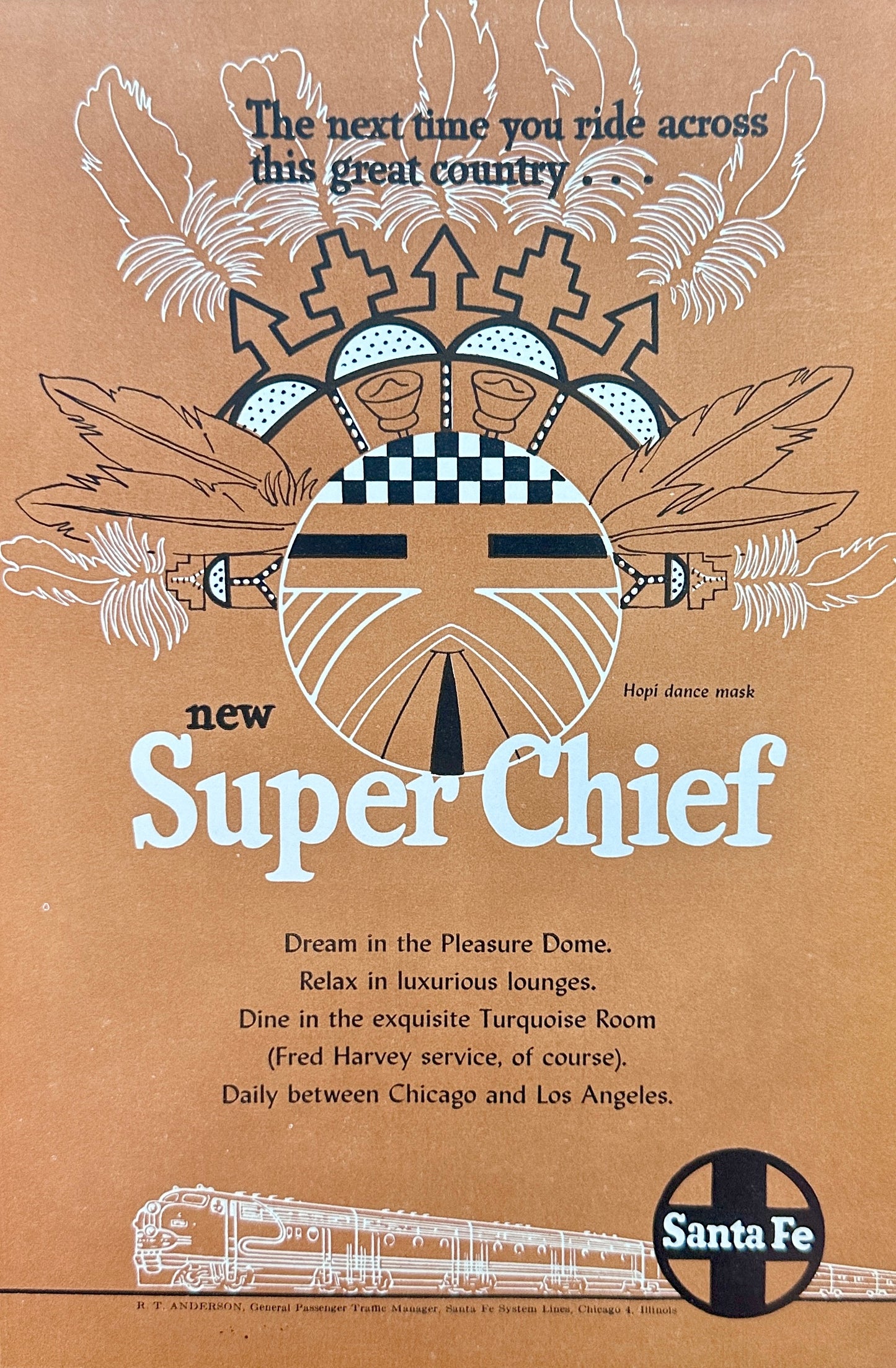 1951 Santa Fe Super Chief - Train Travel - Vintage Promotional Ad N815