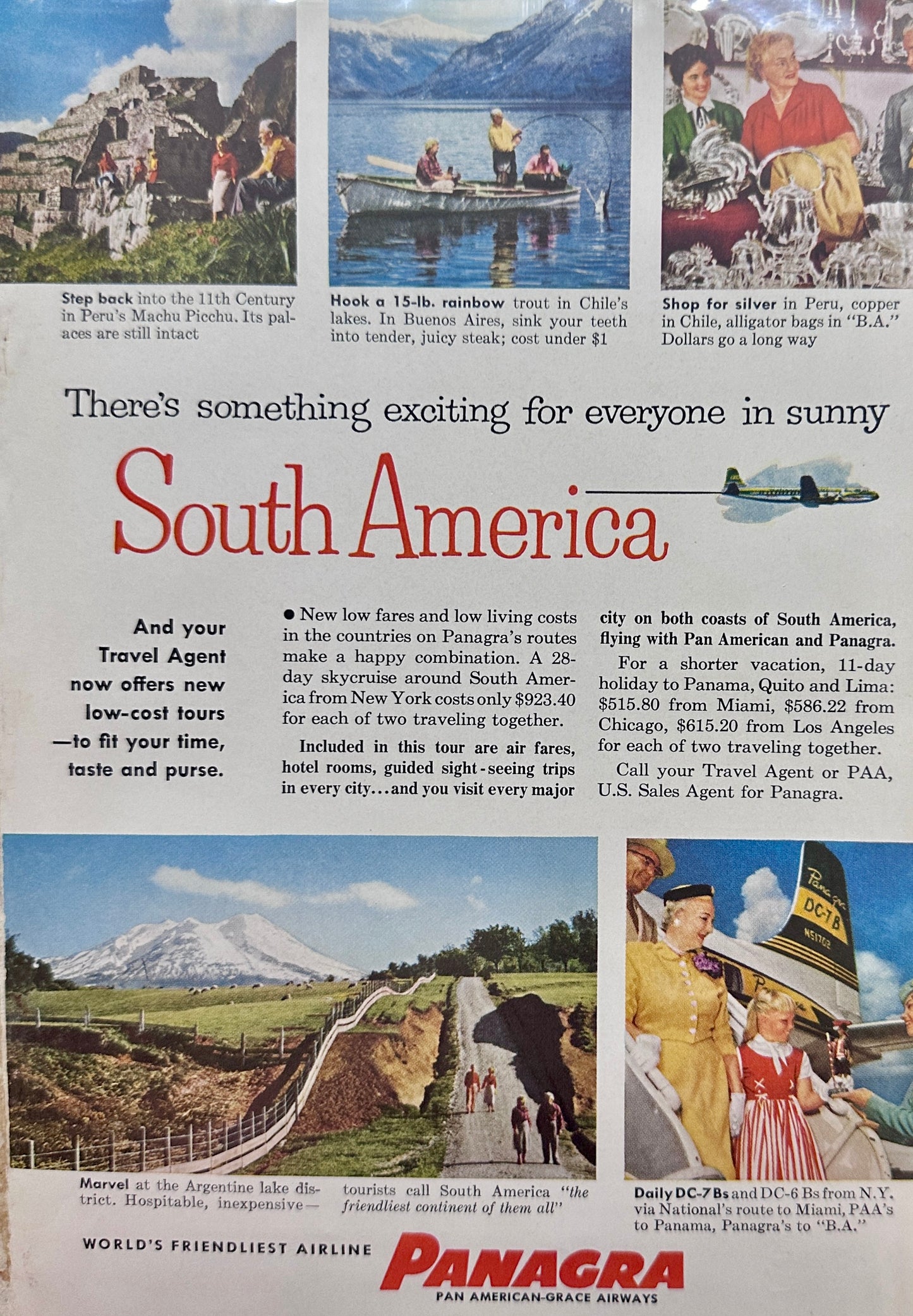 1956 Sheaffer Snorkel Pen Set - Panagra South America Vacations - Ad N849