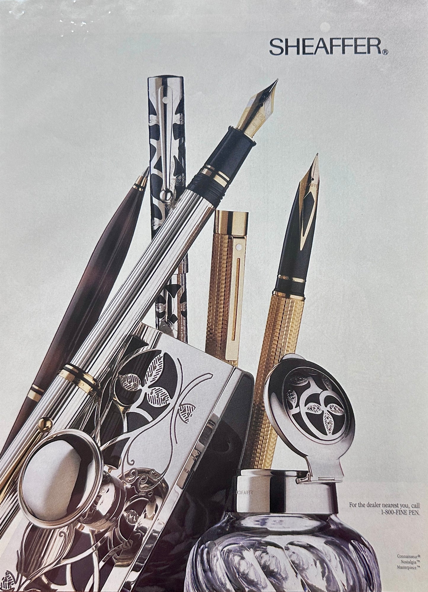 1993 Sheaffer Connaisseur, Nostalgia & Masterpiece Ink Pens - Vintage Ad N853