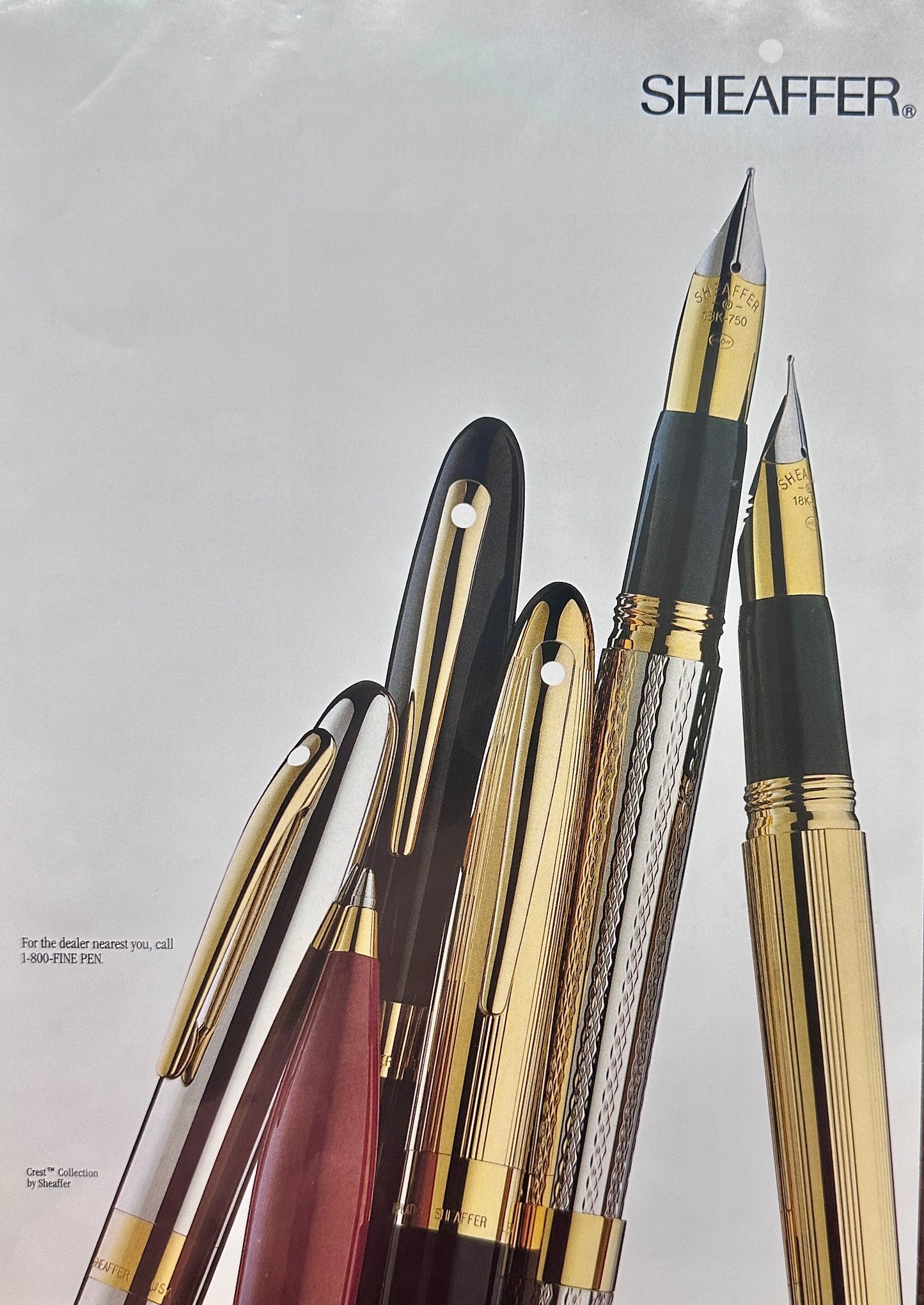 1993 Sheaffer Writing Instruments Crest Collection - Vintage Ad N854