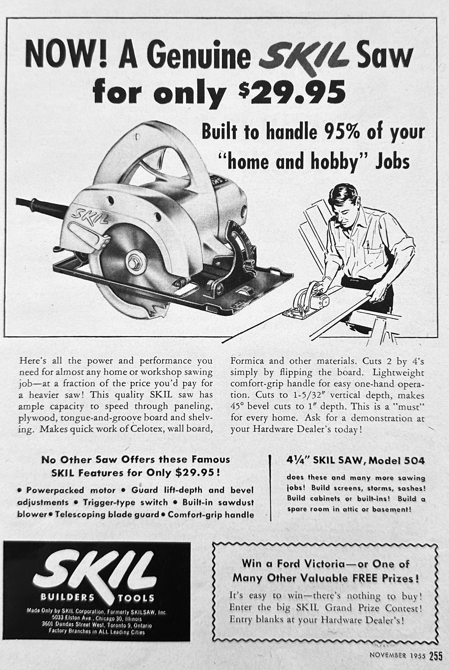 1955 Skil Saw Model 504 Built for your Home & Hobby Jobs - Vintage Ad N863