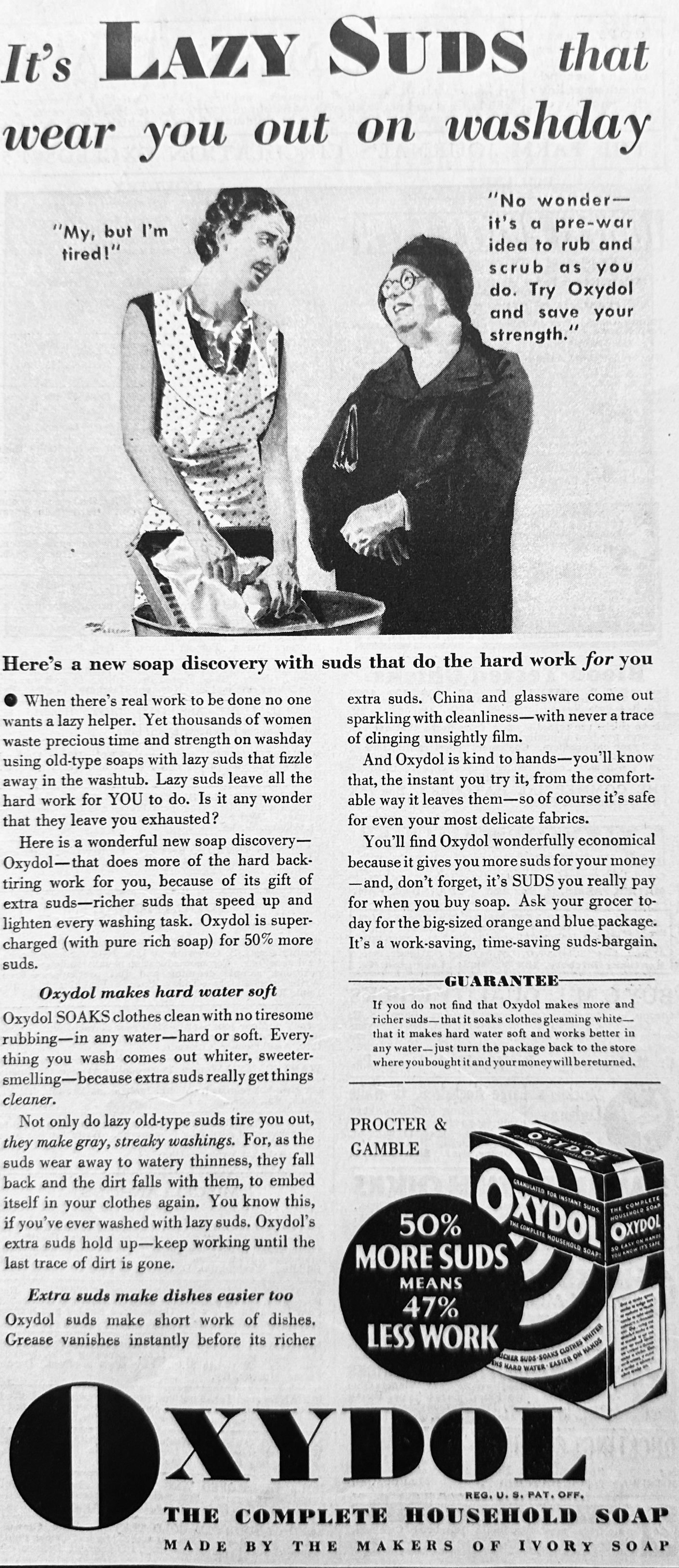 1932 Oxydol - Lazy Suds No More - Magazine Ad