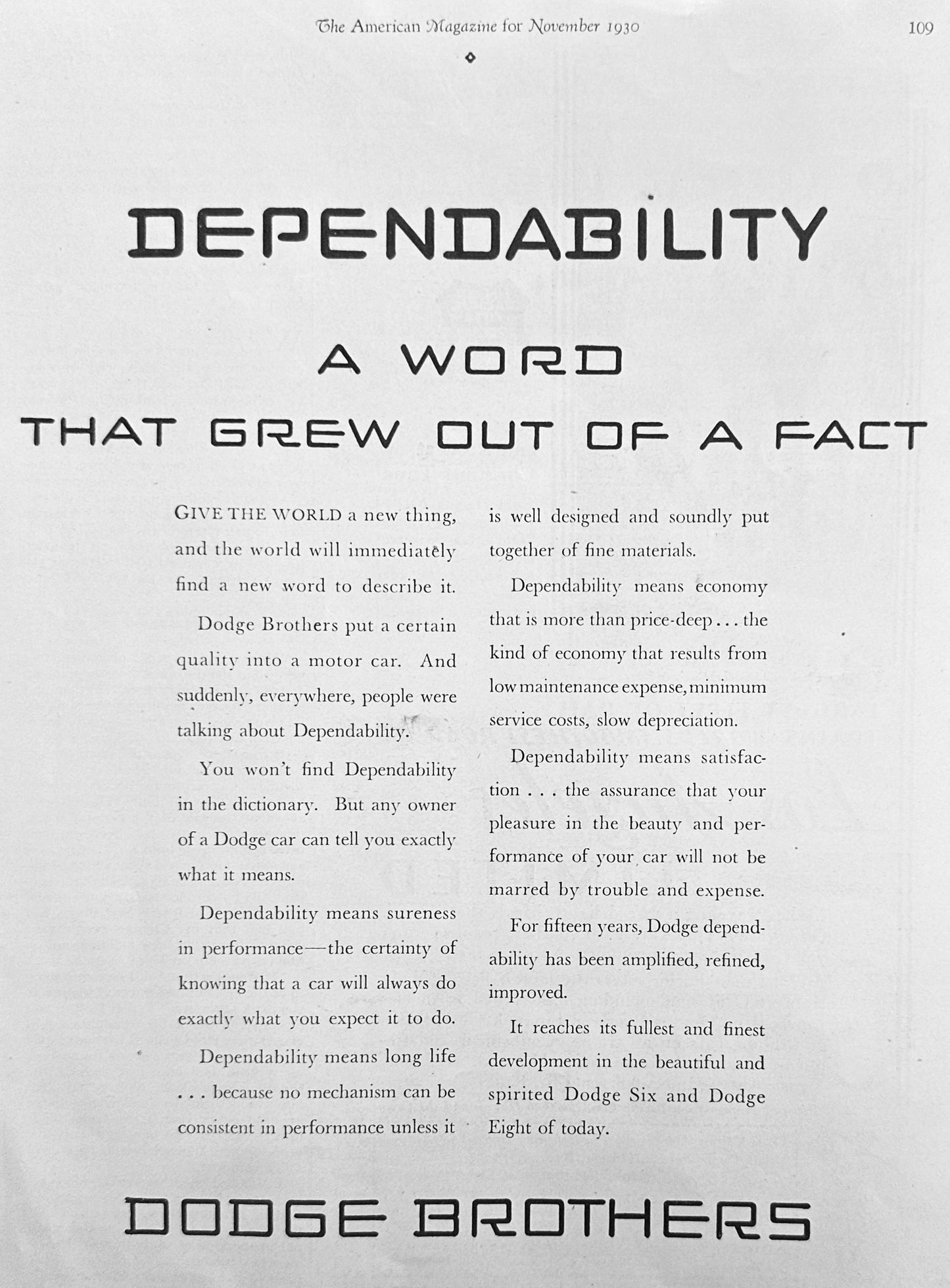 1930 Union Pacific Los Angeles Limited & Dodge Bros. Magazine Ad
