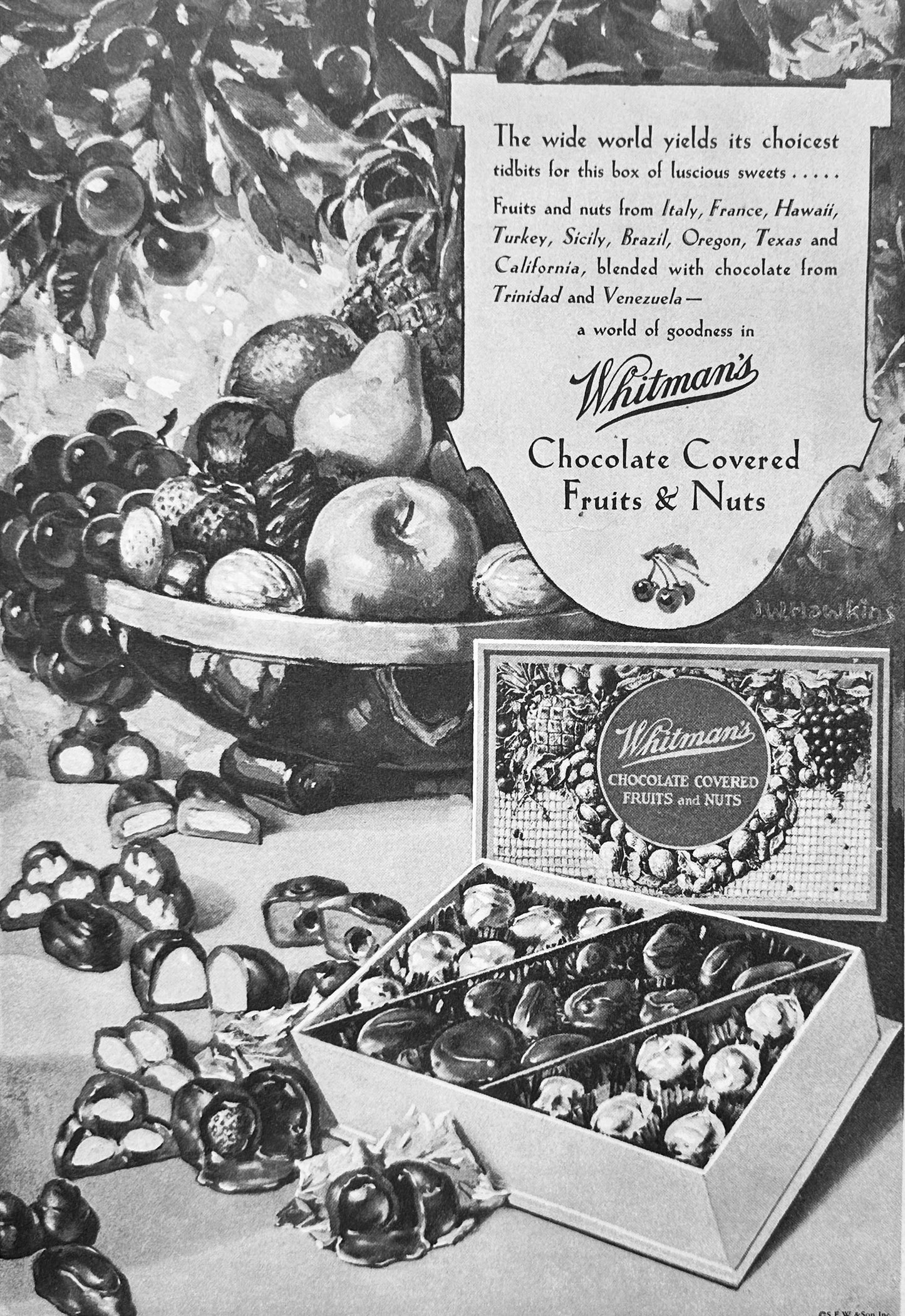 1930 Westclox Big Ben Alarm Clock & Whitman Chocolates Vintage Ads N944