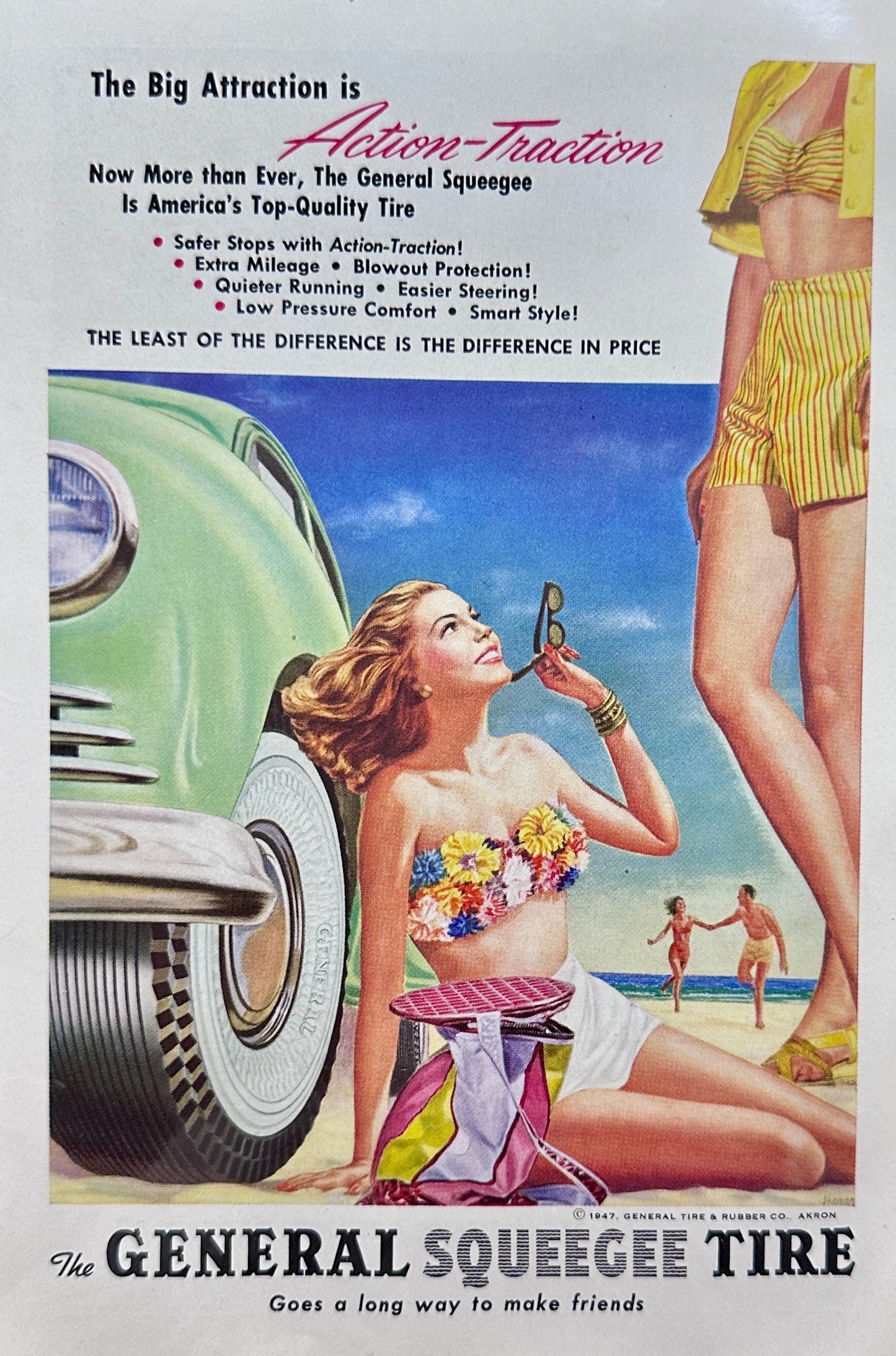 1947 Zenith Trans-Oceanic Radio & General Squeegee Tire Ad N959