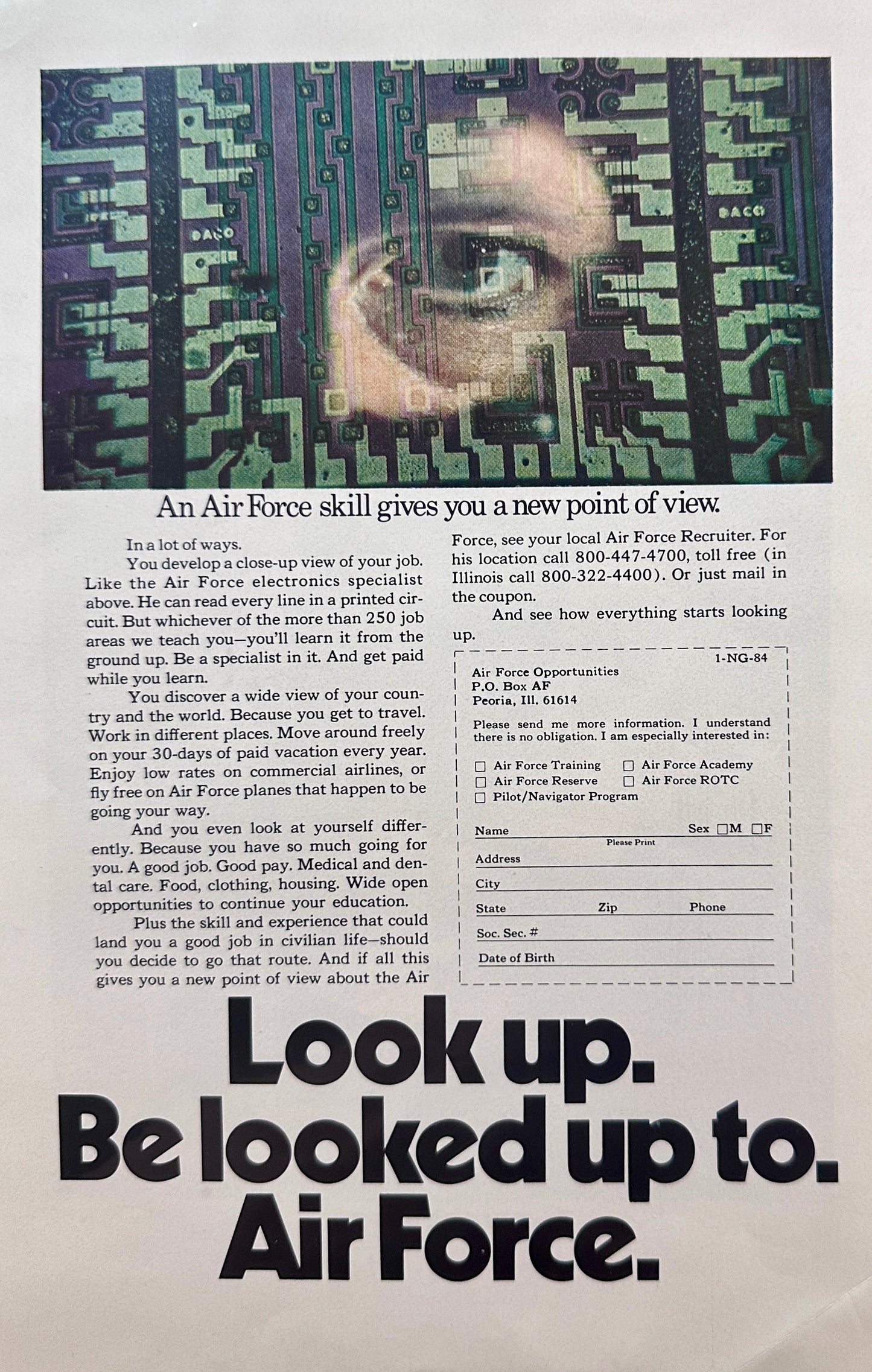 1974 - US Air Force Recruitment Ad - Look Up - Be Looked Up To S32