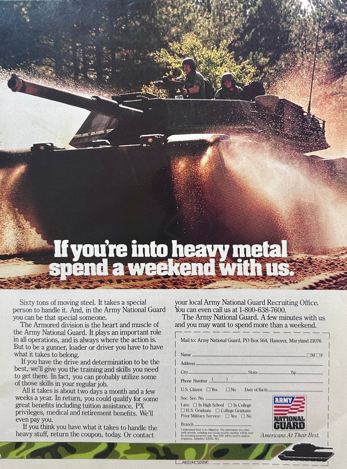 1992 US Army National Guard Recruitment Ad - Heavy Metal S71