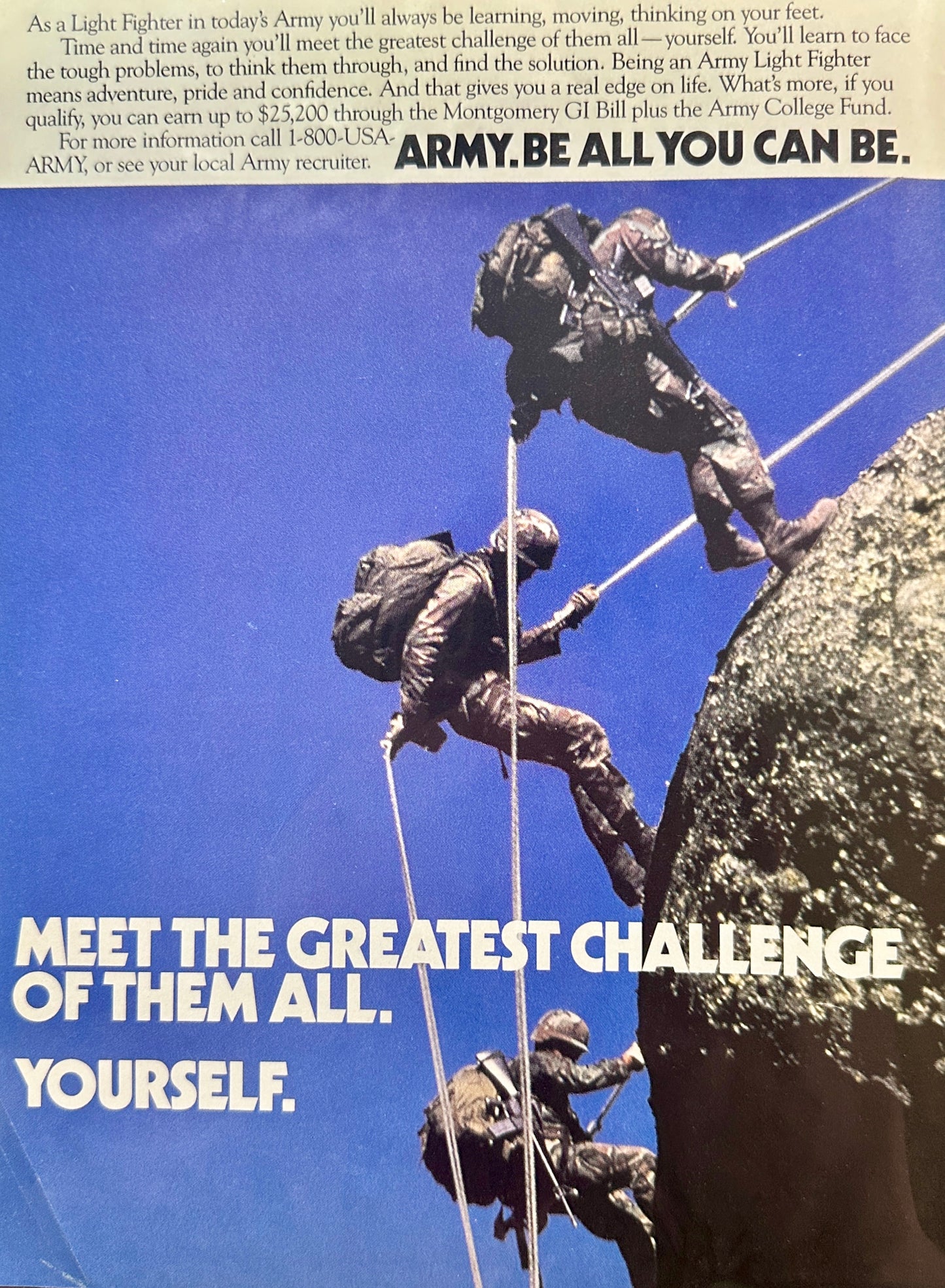 1988 US Army Light Fighter Recruitment Ad - Be All You Can Be! S67