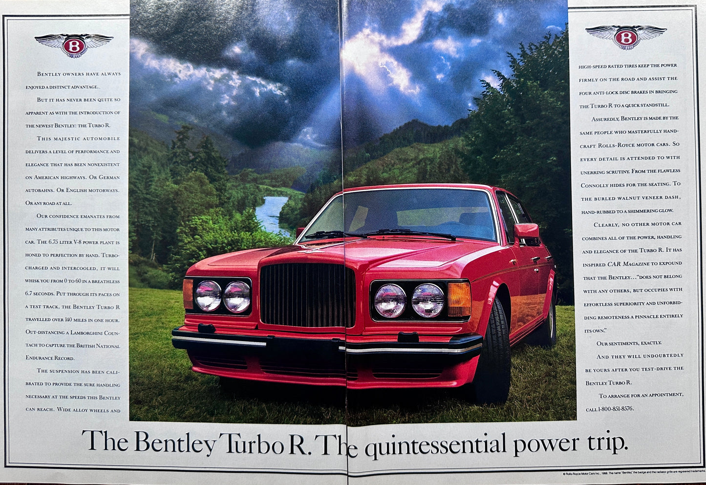 1988 - 1989 Red Bentley Turbo R lot of (3)- Power Trip - Vintage Ad A26