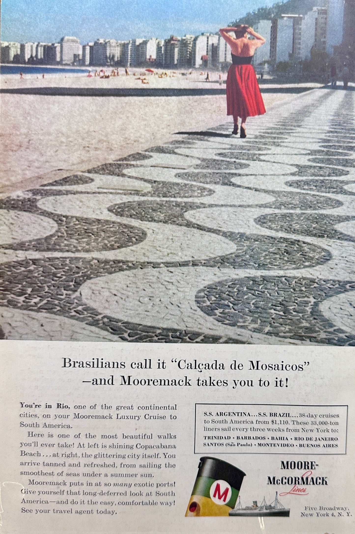 1957 Hertz Rent-A-Car & Moore McCormack Cruise Lines - Vintage Ad