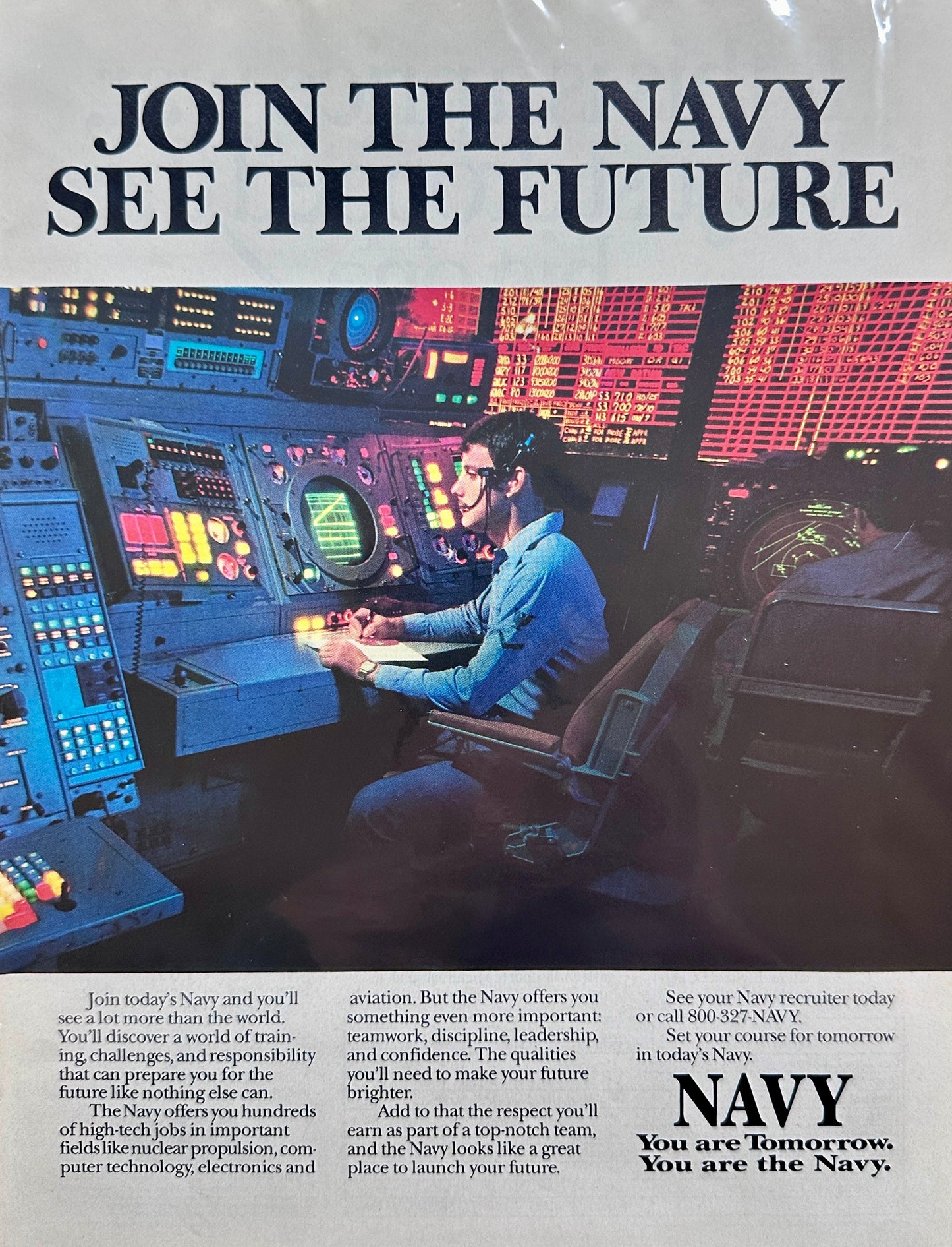 1989 US Navy Recruitment Ad - Join the Navy See the Future N727