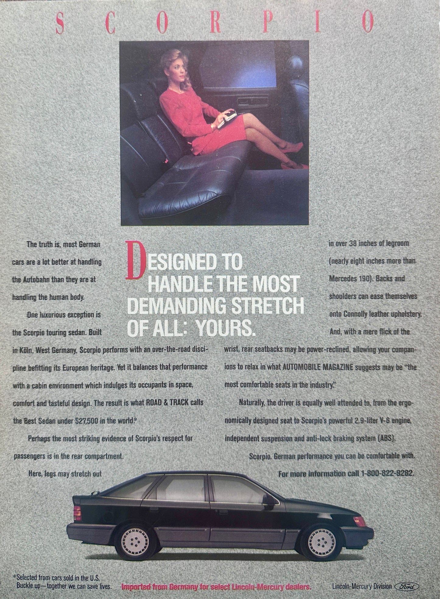 1988 Scorpio Touring Sedan Imported From Germany for Lincoln -Mercury Vintage Ad