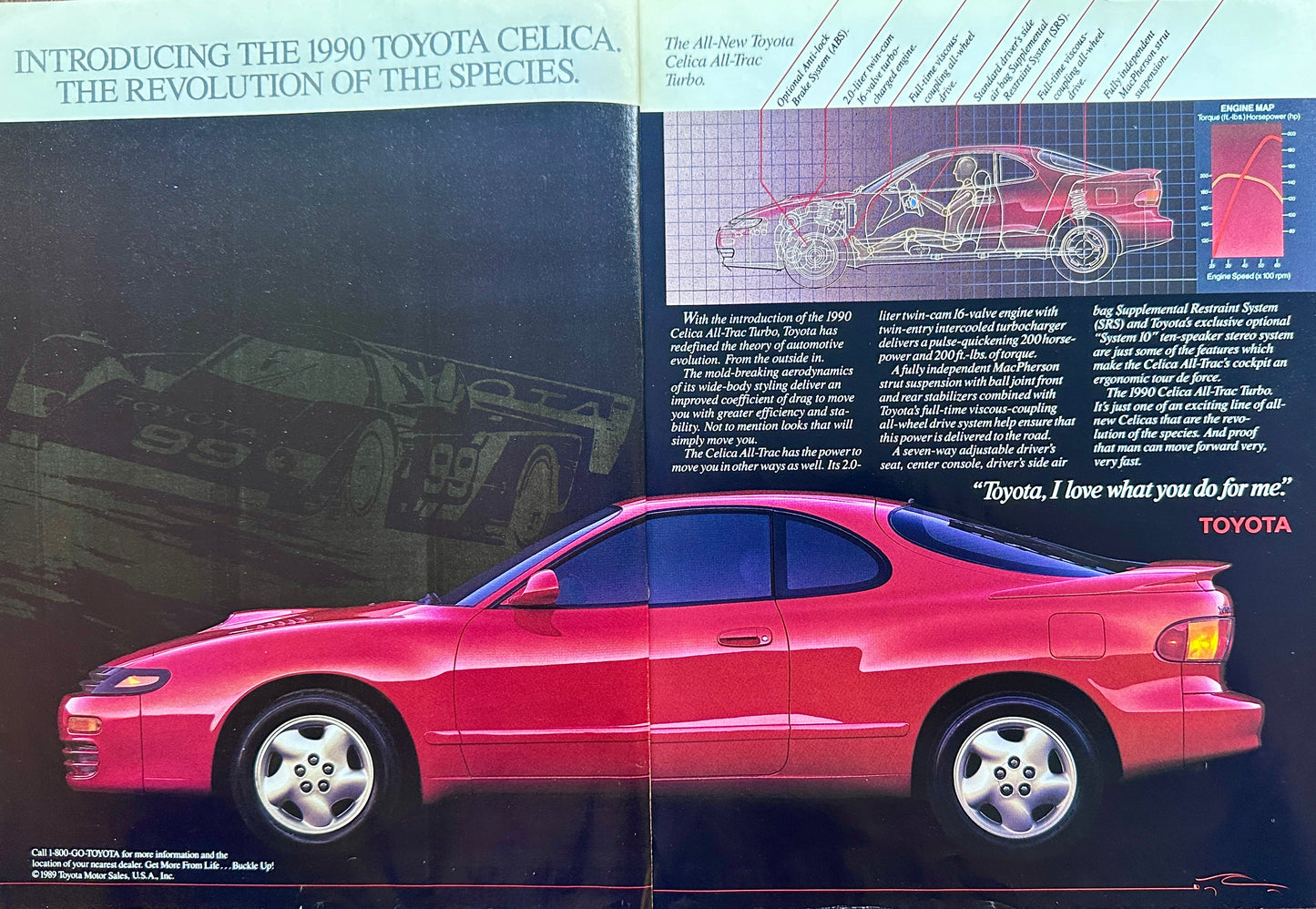 1990 Toyota Celica Centerfold - Revolution of the Species - Vintage Ad #A225