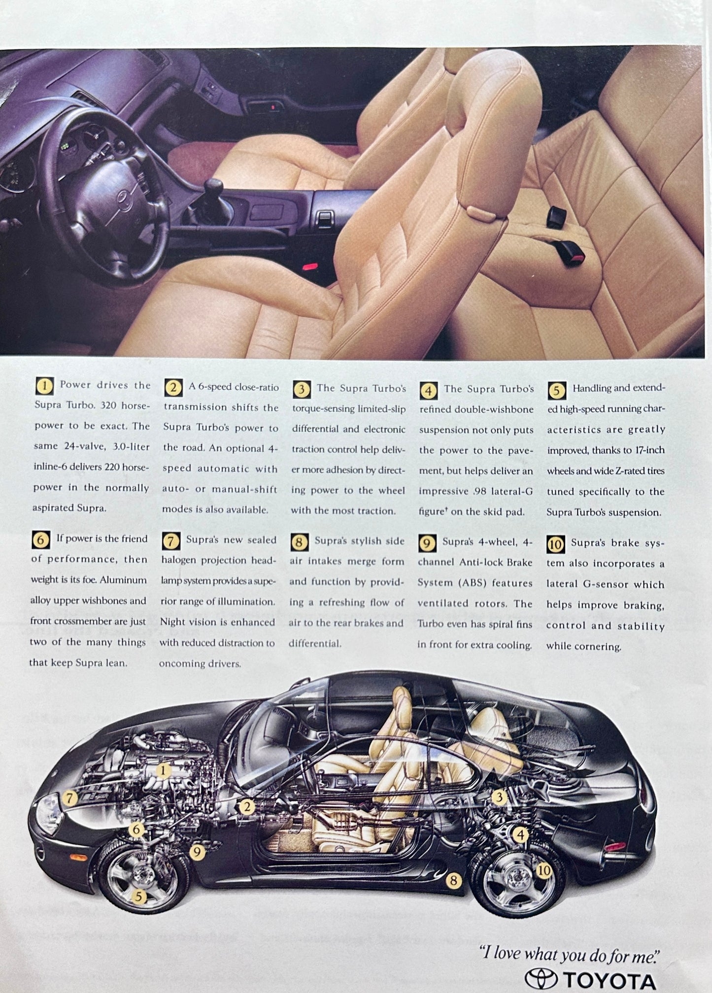 1993 4-Page Toyota Supra Magazine Insert - Vintage Ad #A227