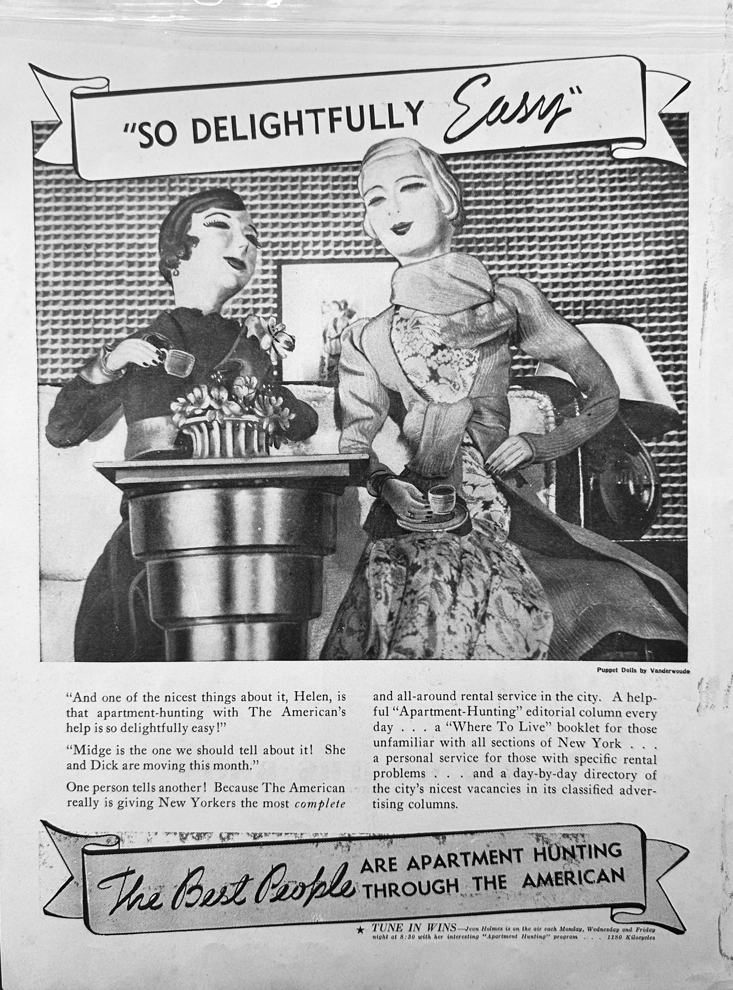 1934 Rogers Bros Flatware & New York "The American" Apartment Hunting Ad #546