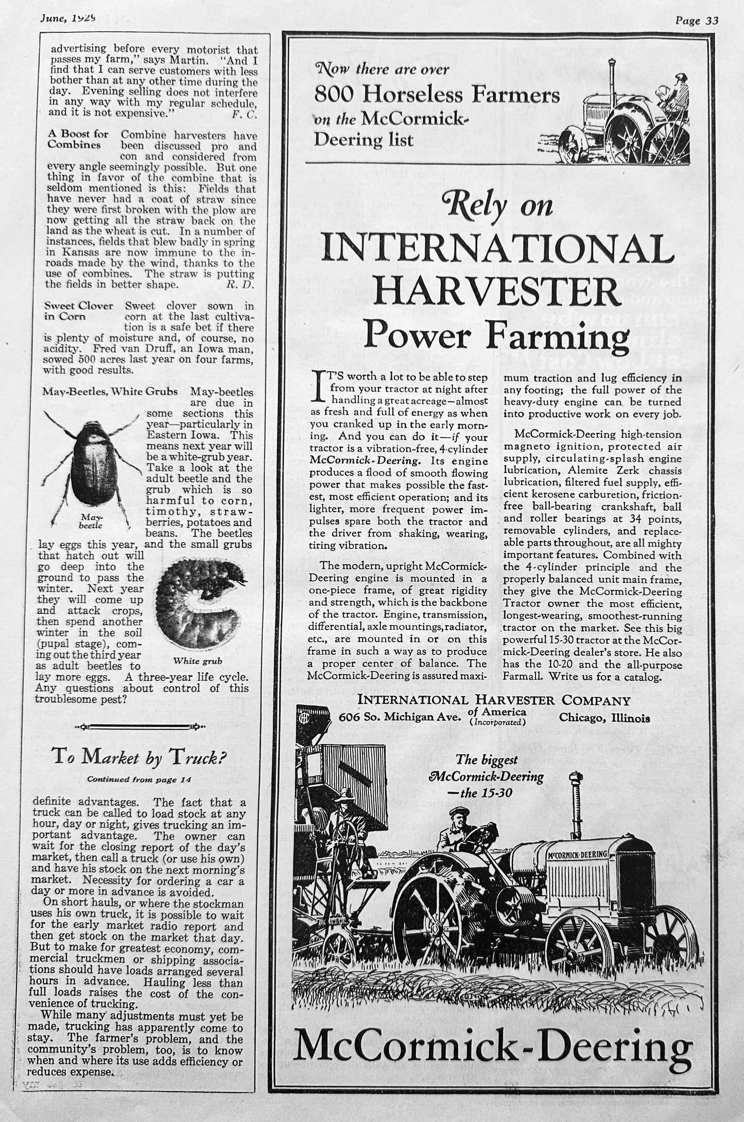 1929 International Harvester - McCormick-Deering 15-30 Vintage Tractor Ad
