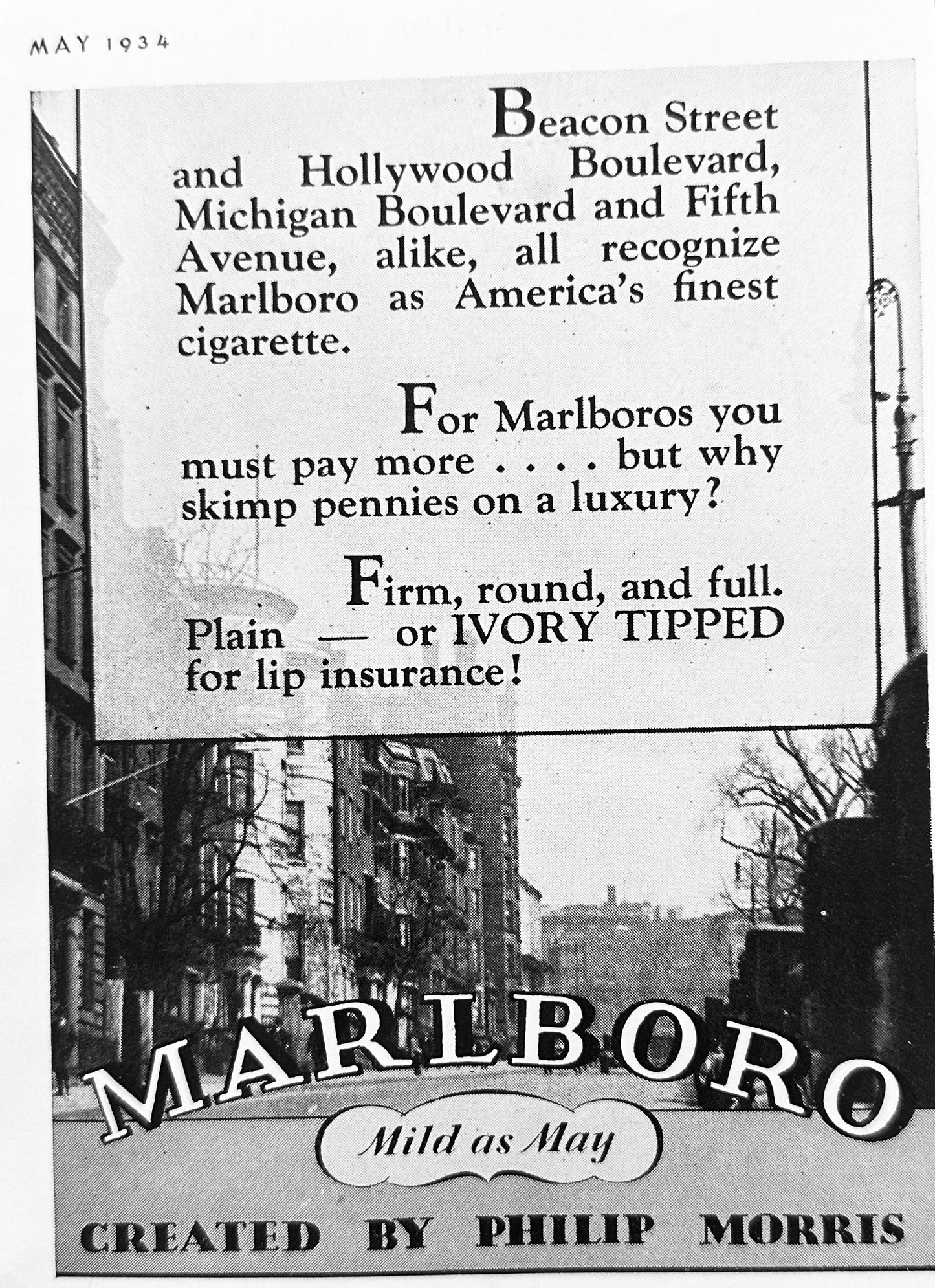 1934 Early Marlboro Cigarettes from Philip Morris Company - Advertisement