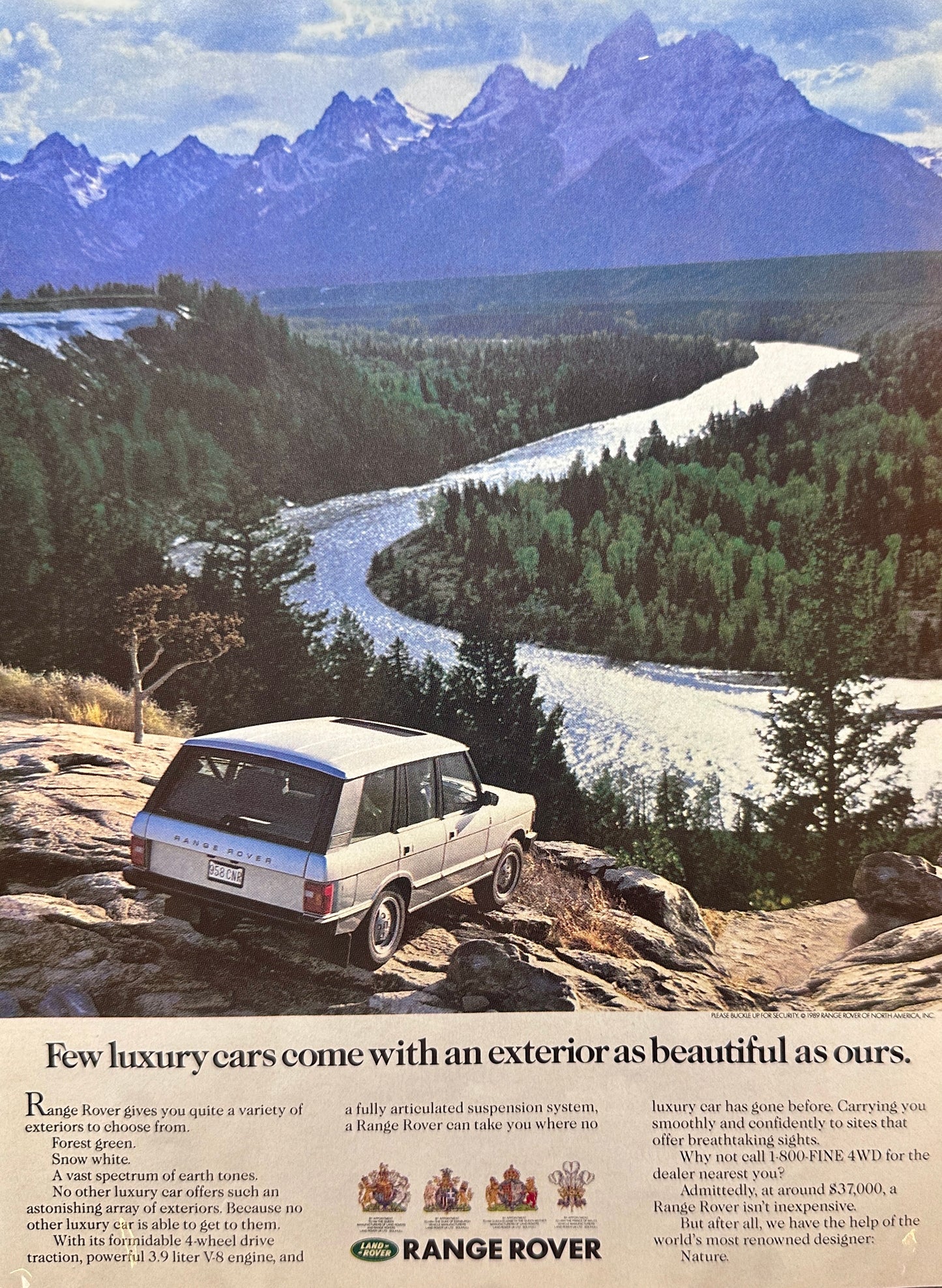 1989 Range Rover - Land Rover - Beautiful Exterior - Mountains - Original Ad #A214