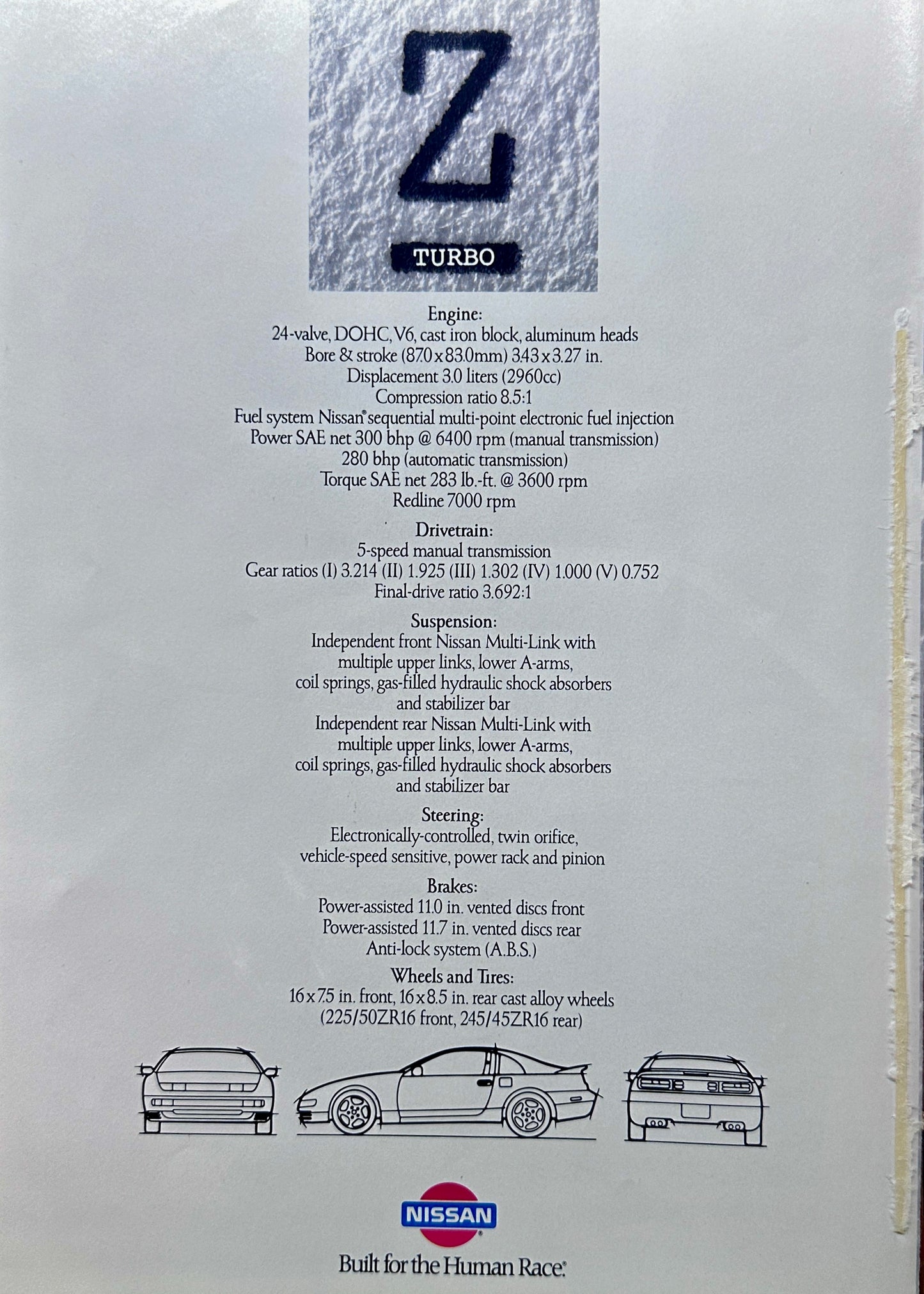 1990 Nissan Z Turbo (300?) 4 Page Magazine Insert - Brochure Format A175