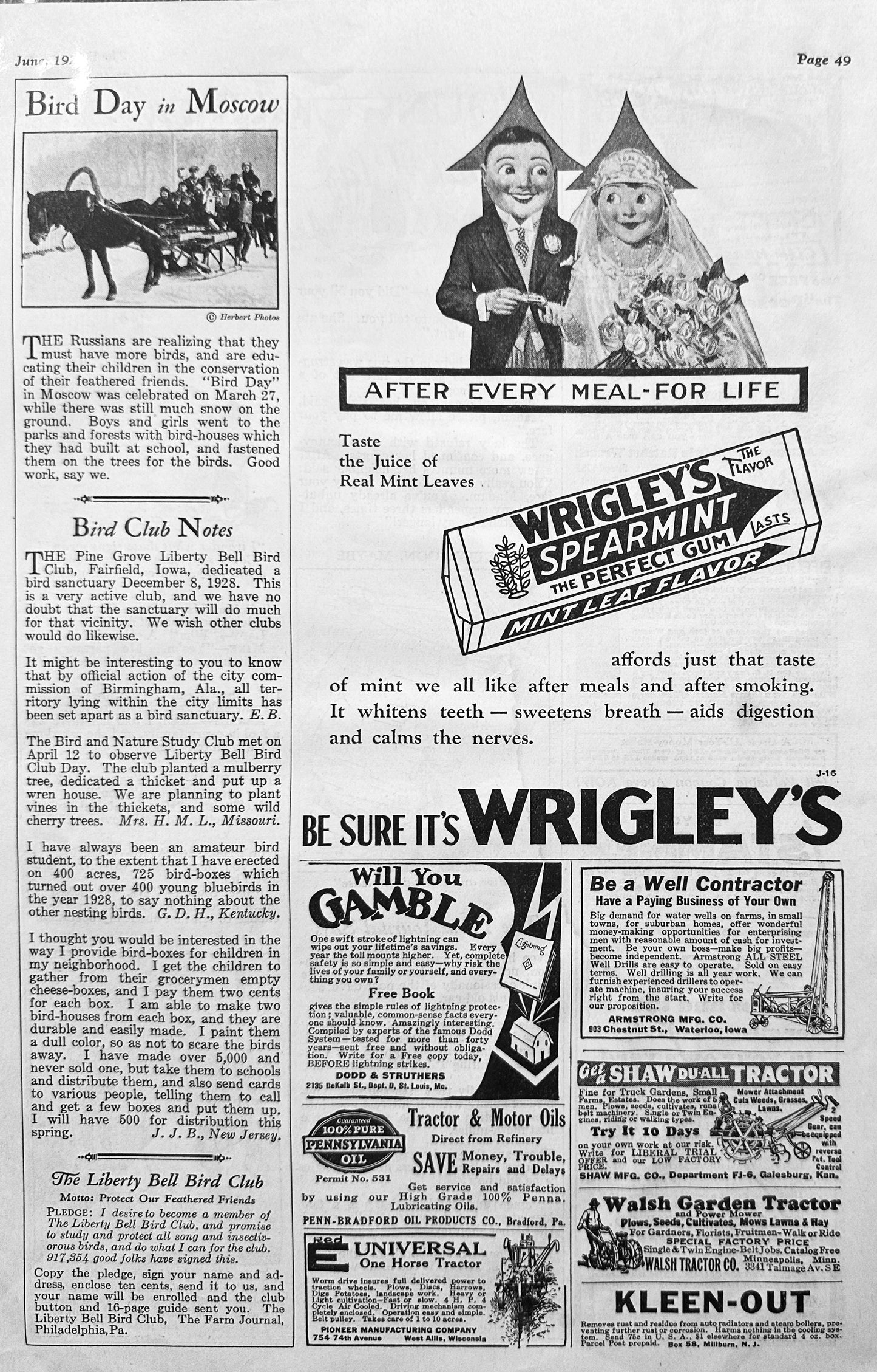 1929 Wrigley's Spearmint Gum - After Every Meal For Life - Vintage Ad #1363