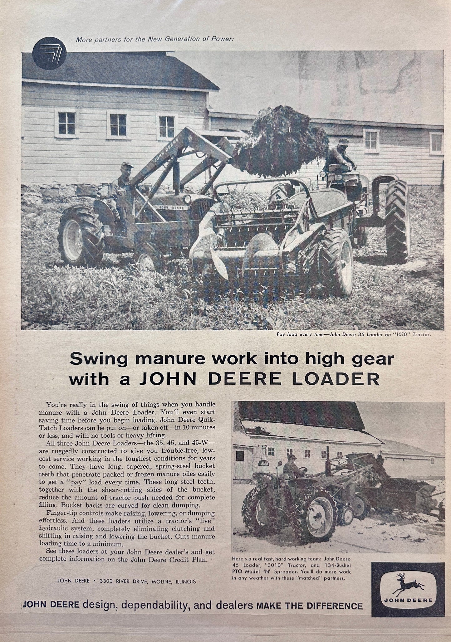 1961 John Deere 35 Loader on 1010 Tractor - Vintage Ad #5095-2