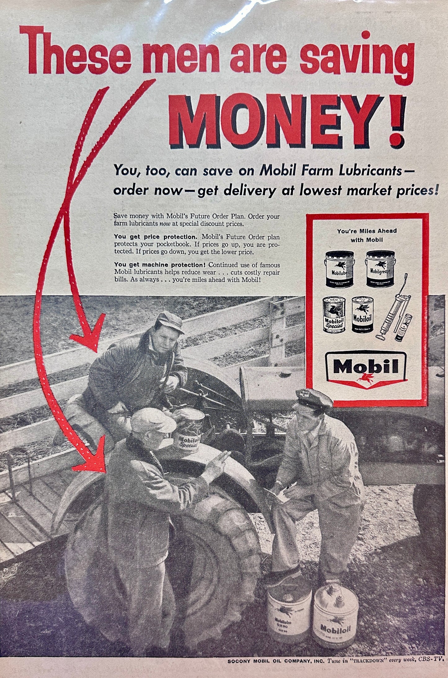 1958 Socony Mobil Oil Company - Pegasus - Farm Lubricants - Vintage Ad #808-3