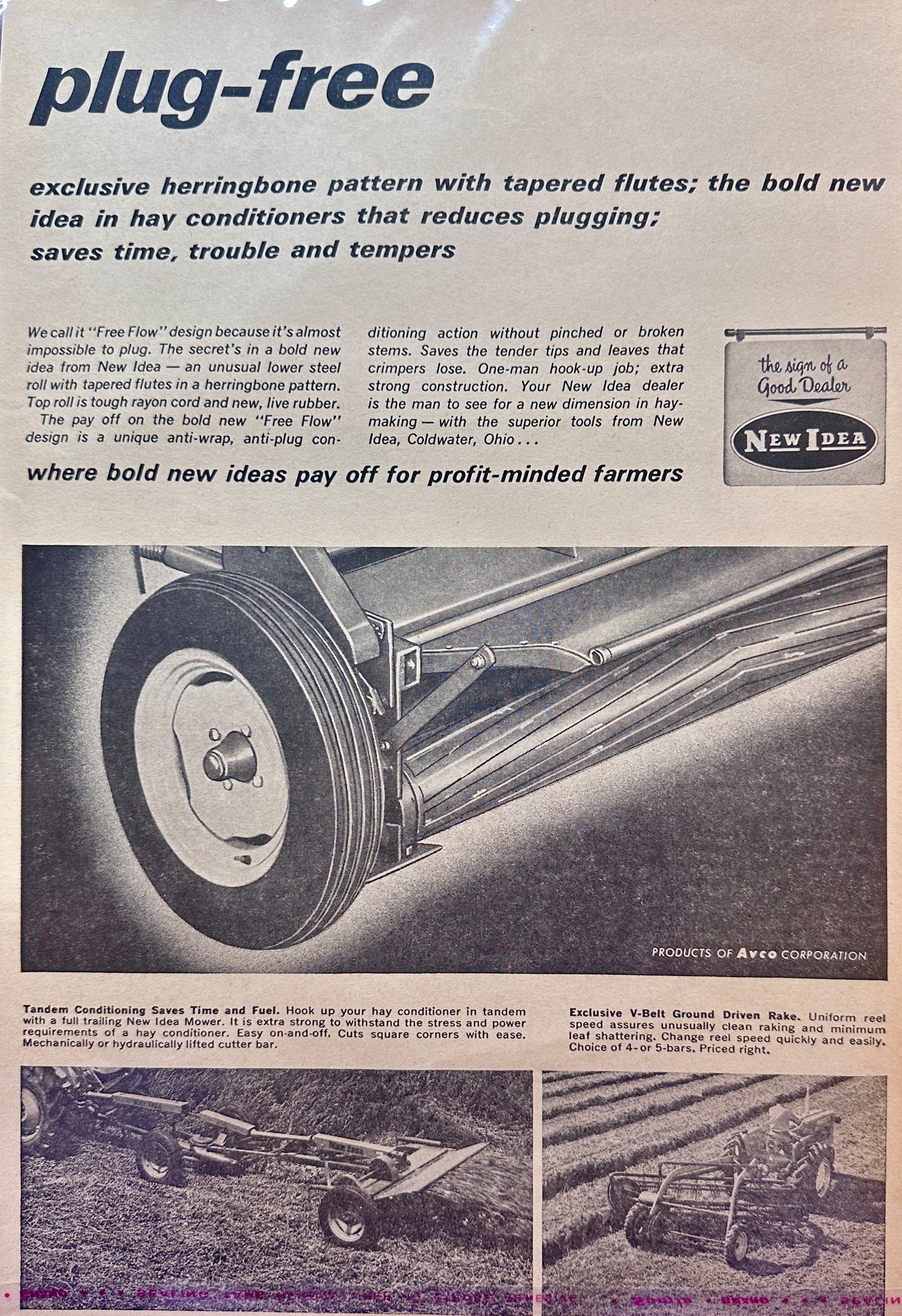 1963 New Idea Hay Conditioner That reduces Plugging - Vintage Ad #5070-6