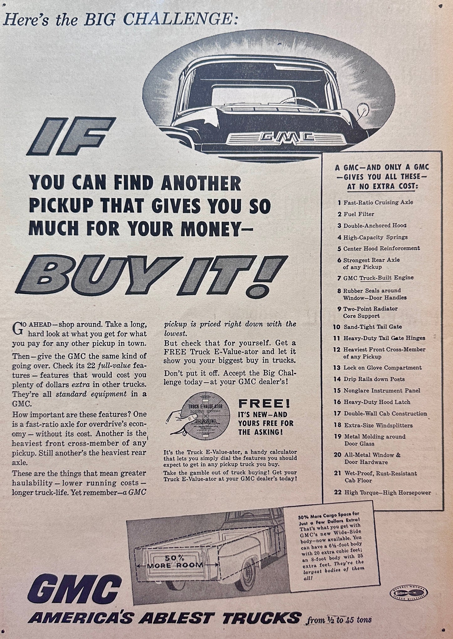 1958 GMC Pickup Trucks From 1/3 to 45 tons Farm Trucks - Vintage Ad #1423