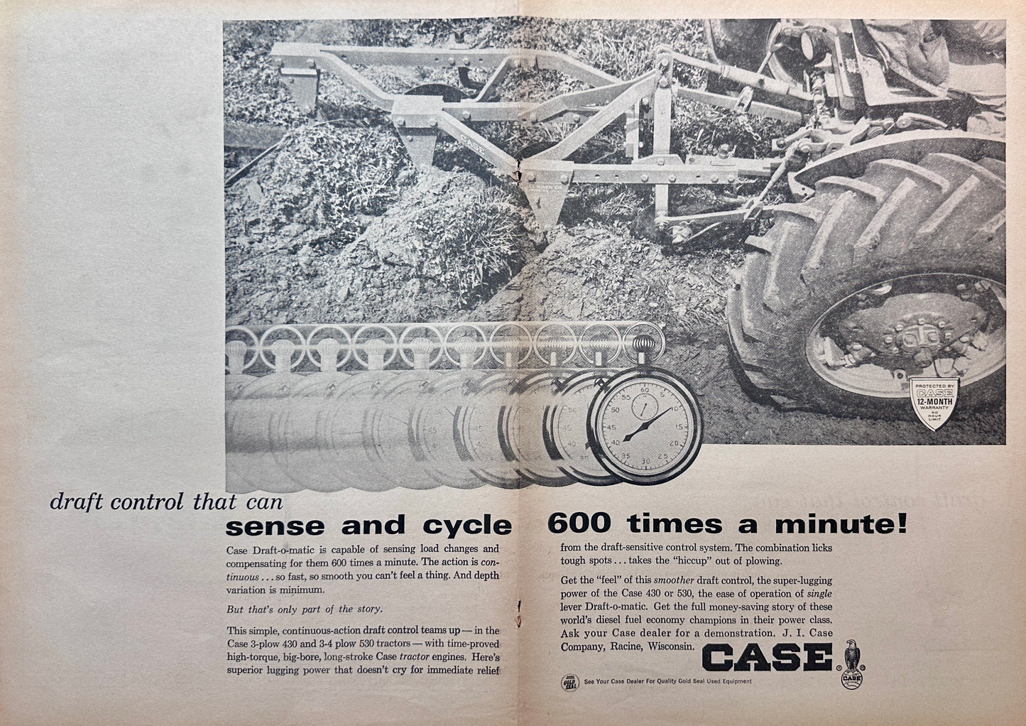 1964 Centerfold Magazine Ad Case 430 and 530 Tractors with Draft-o-Matic #5086-1