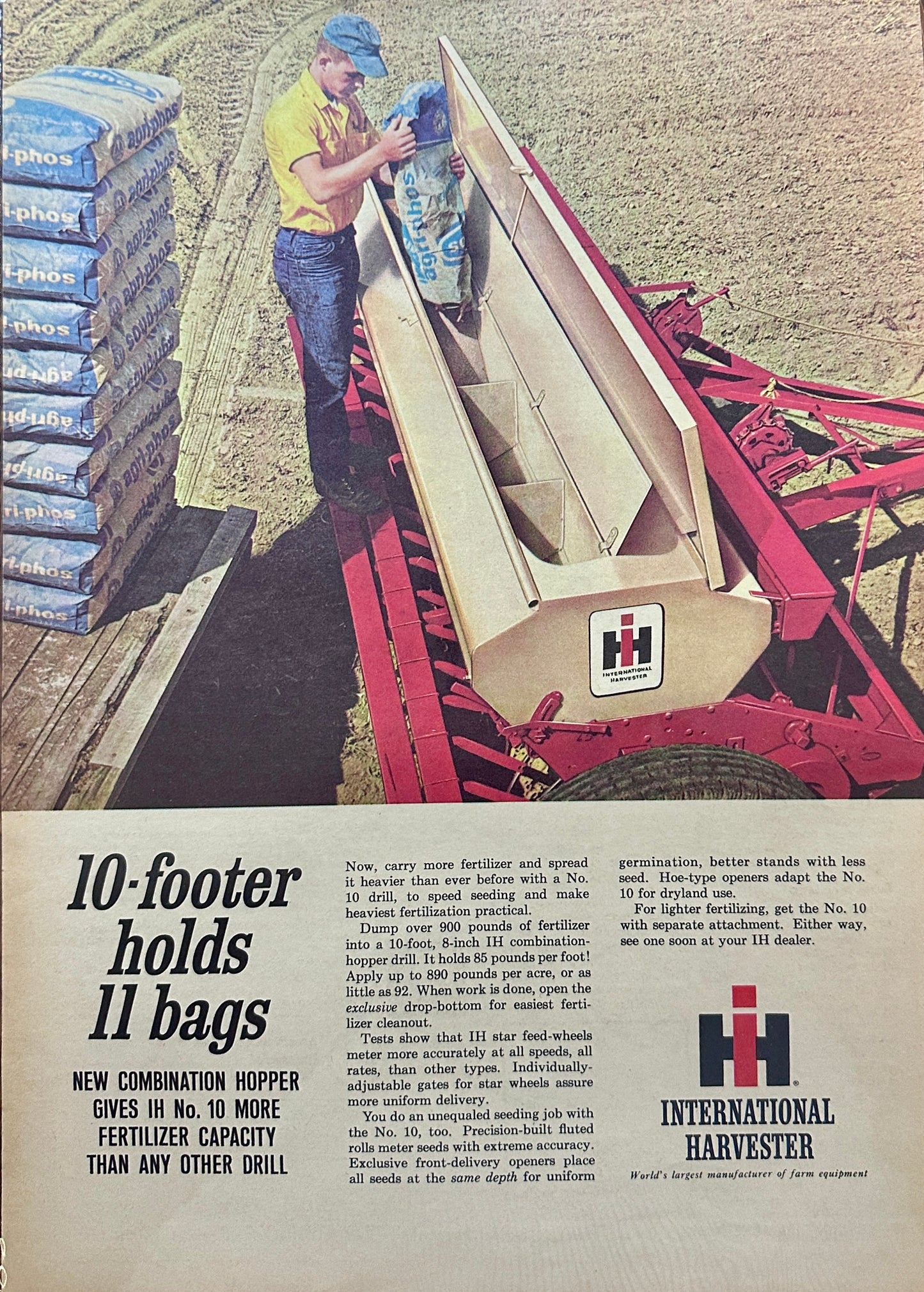 1964 International Harvester No.10 Combination Hopper - Drill Vintage Ad #5093-1