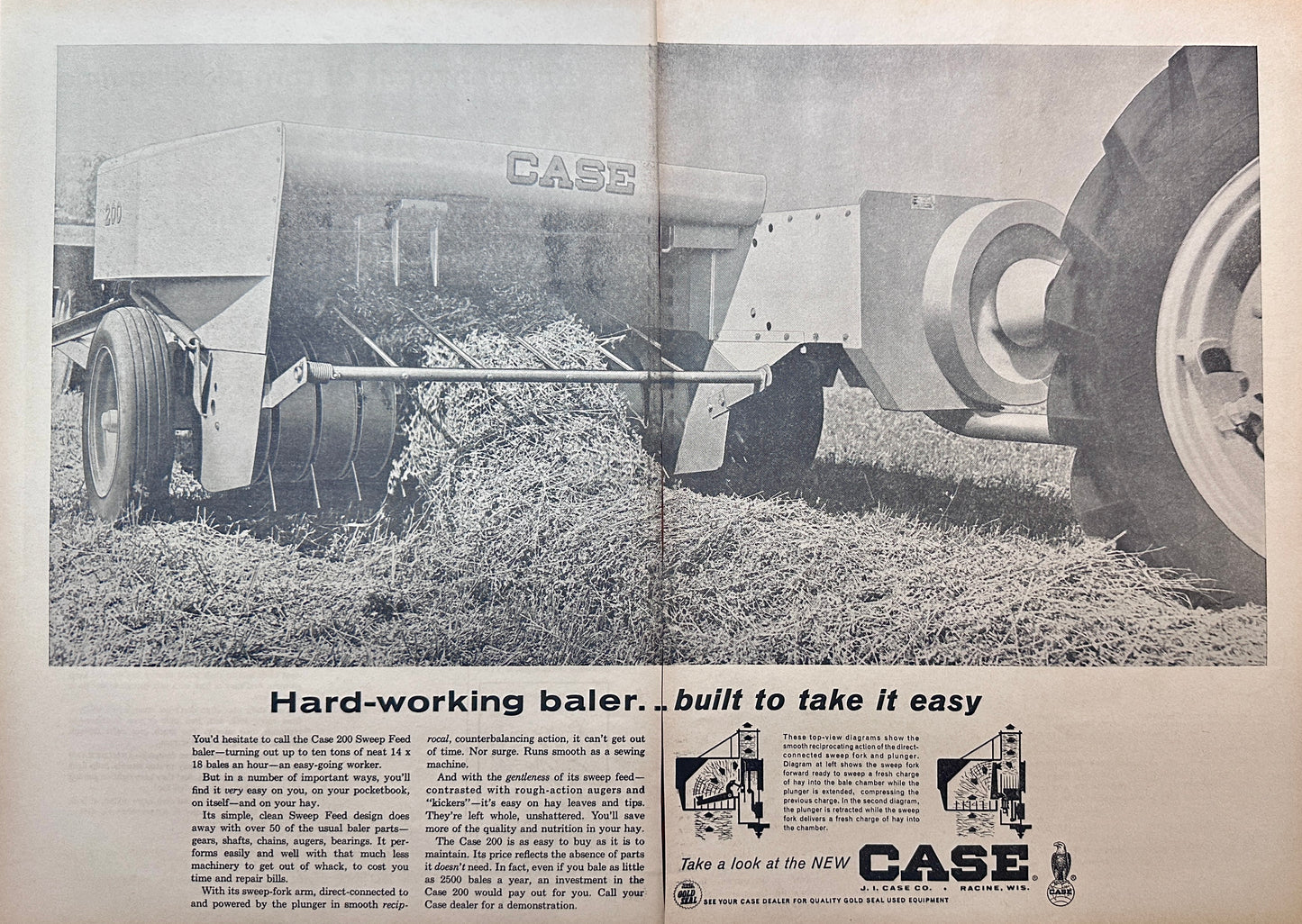 1963 Case 200 Hard-Working Baler - Built To Take It Easy - Vintage Ad #5086-2