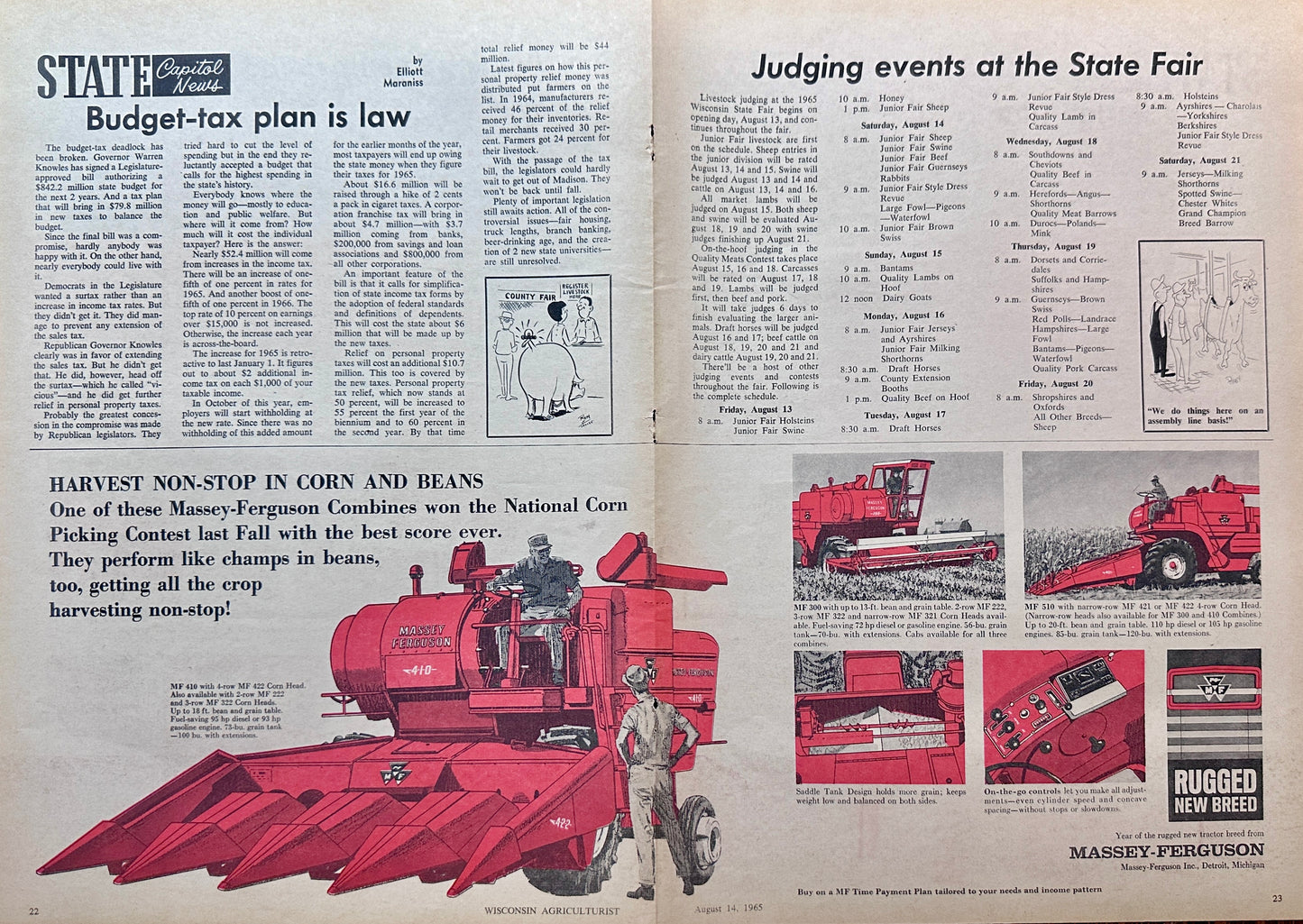 1965 Massey Ferguson 410, 300 & 510 Combines Centerfold Vintage Ad #5004