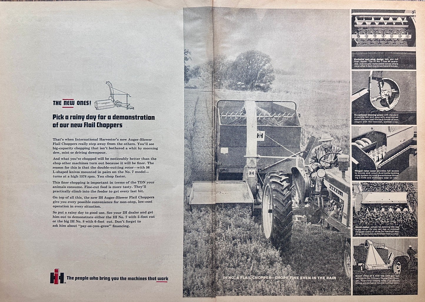 1964 2-Page International Harvester Flail Choppers Detailed Vintage Ad #5092